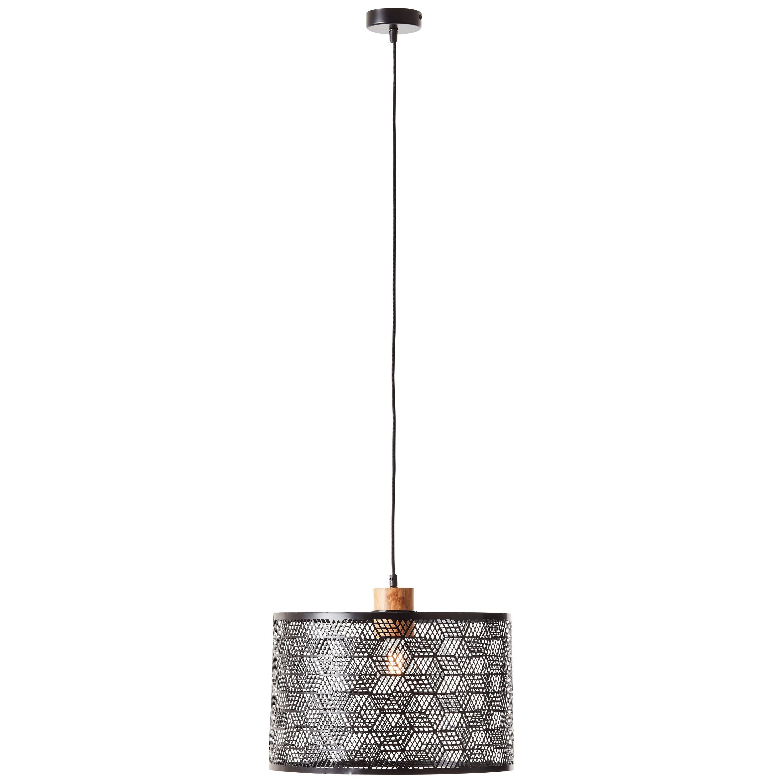 Brilliant Leuchten Hanglamp Santy 120 x 39 cm, e27, inkortbaar, metaal/bamboe, zwart/natuurlijk
