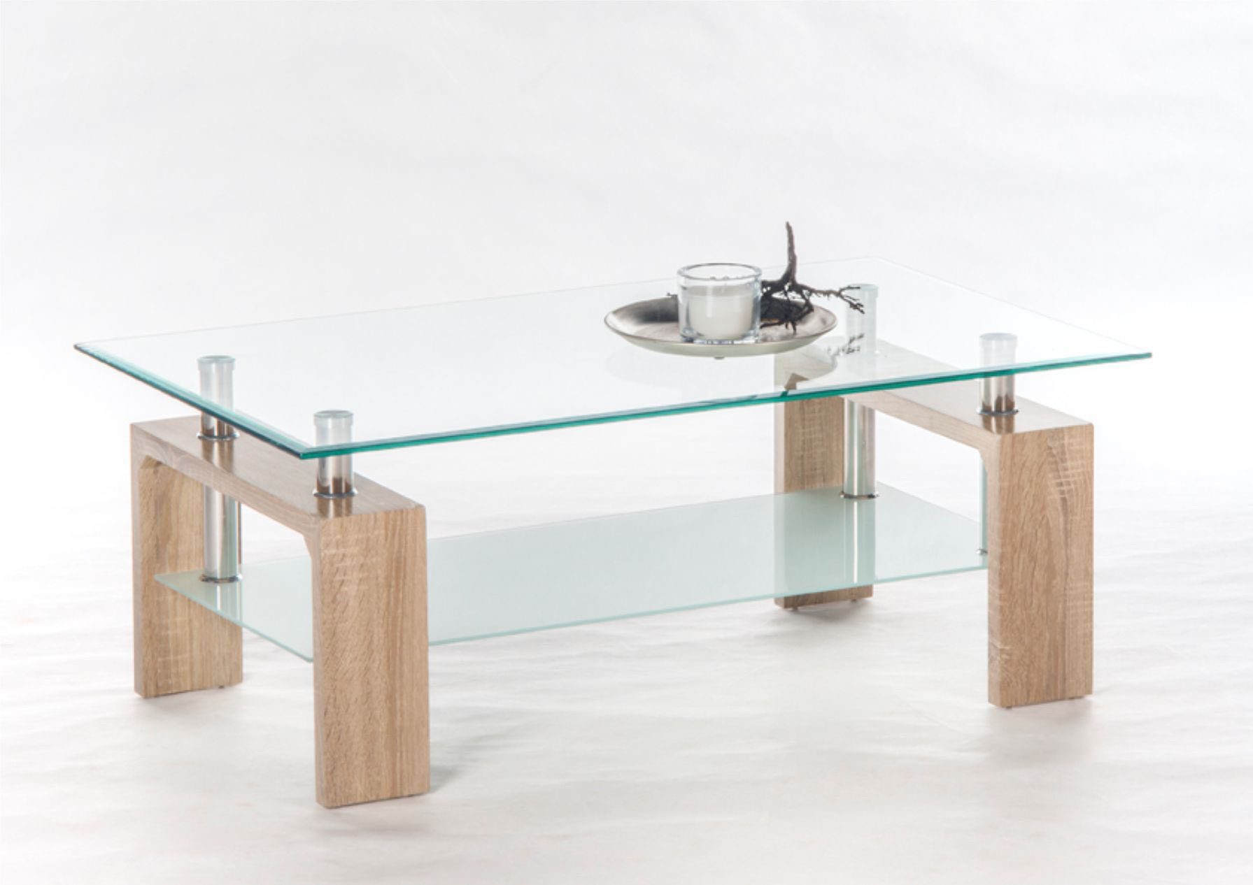 OTTO Stolkom Salontafel Mango II glazen tafel, salontafel, tafel glas BxHxD 100x46x60 cm Veiligheidsglas 8mm dik, roestvrijstalen buizen als