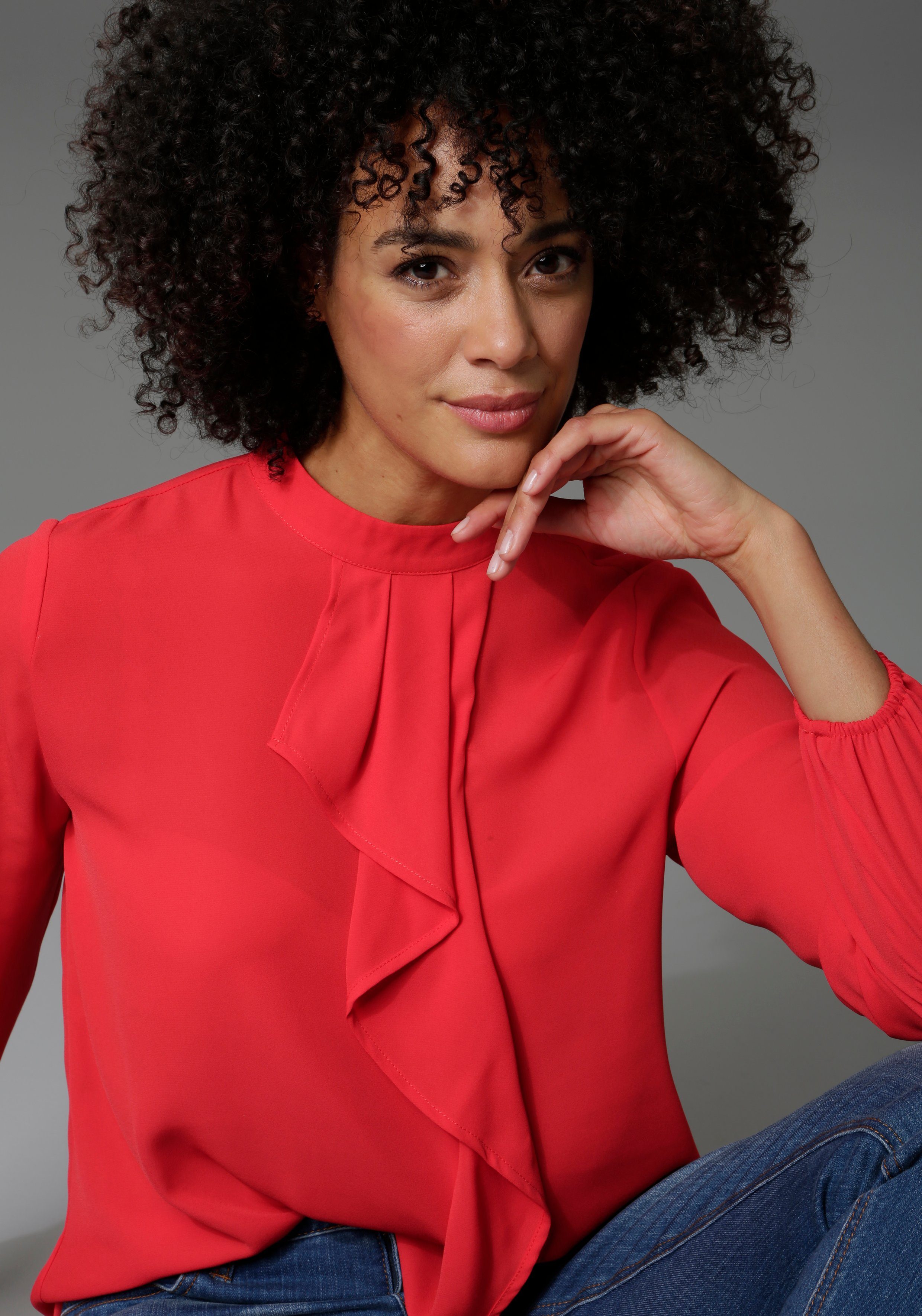 Aniston CASUAL Blouse met lange mouwen met kleine volant voor