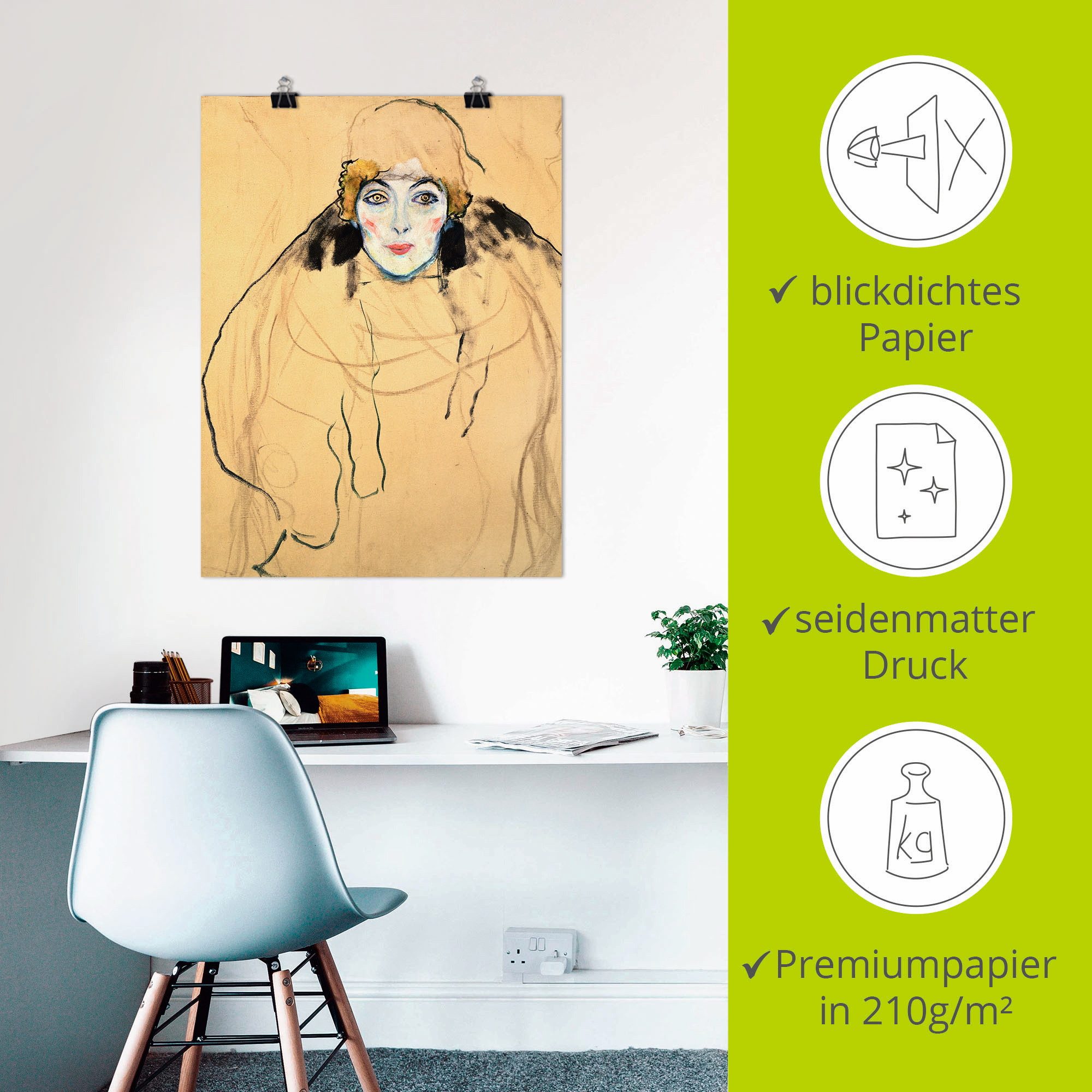Artland Artprint Damesafbeelding en face (vrouwenhoofd) als artprint op linnen, muursticker of poster in verschillende maten