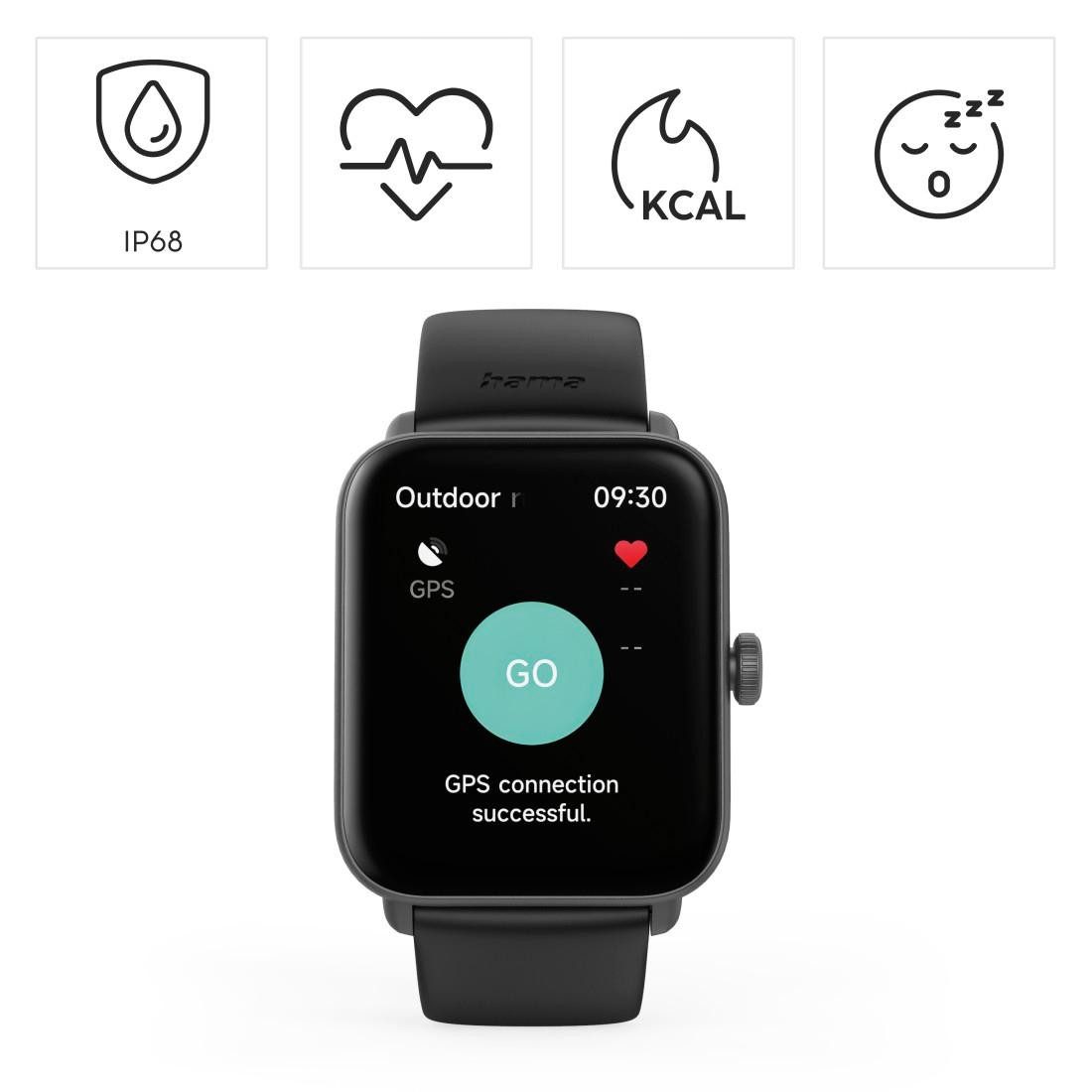 Hama Smartwatch 1,65“ met GPS (fitness, belfunctie, hartslag, waterdicht)