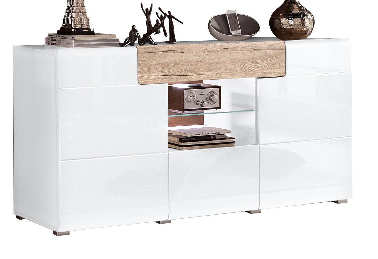 INOSIGN Dressoir Toledo, breedte 159 cm, moderne sidetable met decoratief freeswerk, greeploos
