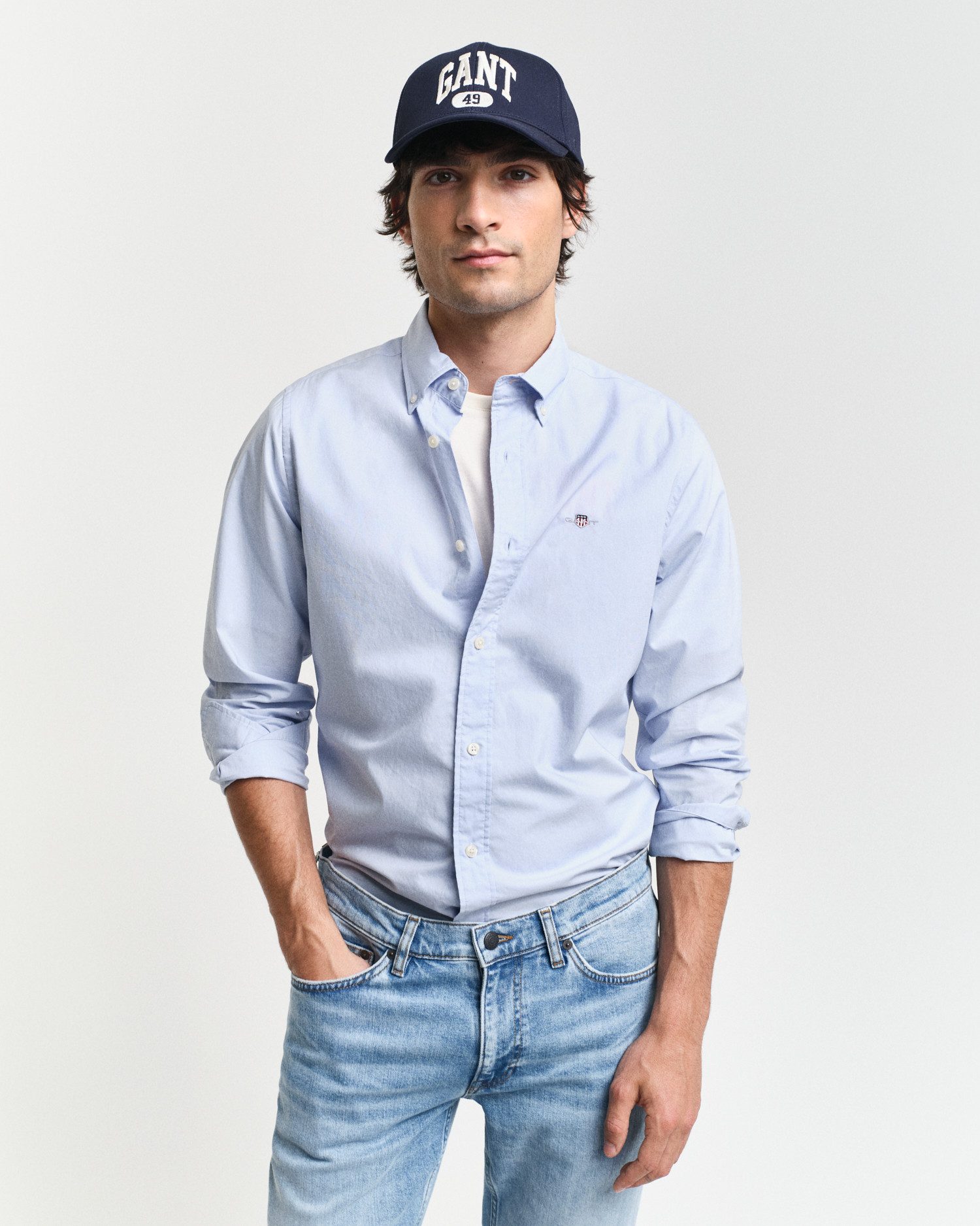 Gant Overhemd met lange mouwen Slim fit poplin overhemd licht slijtvast easy care