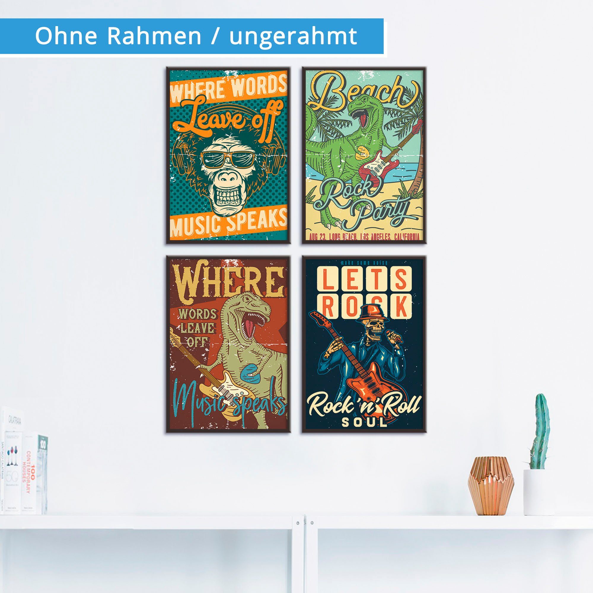 Artland Poster Muziek spreekt Poster, artprint, wandposter (4 stuks)