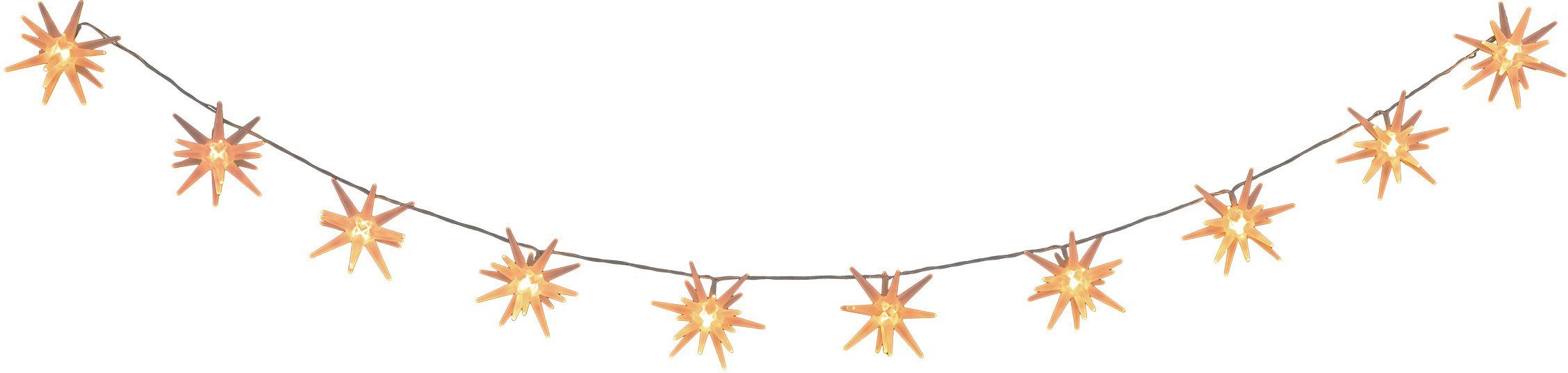 näve Led-lichtsnoer Met 3D-sterren, kerstdecoratie, batterijwerking met timer, van kunststof, in wit gefrost, lengte ca. 165 cm (1 stuk)