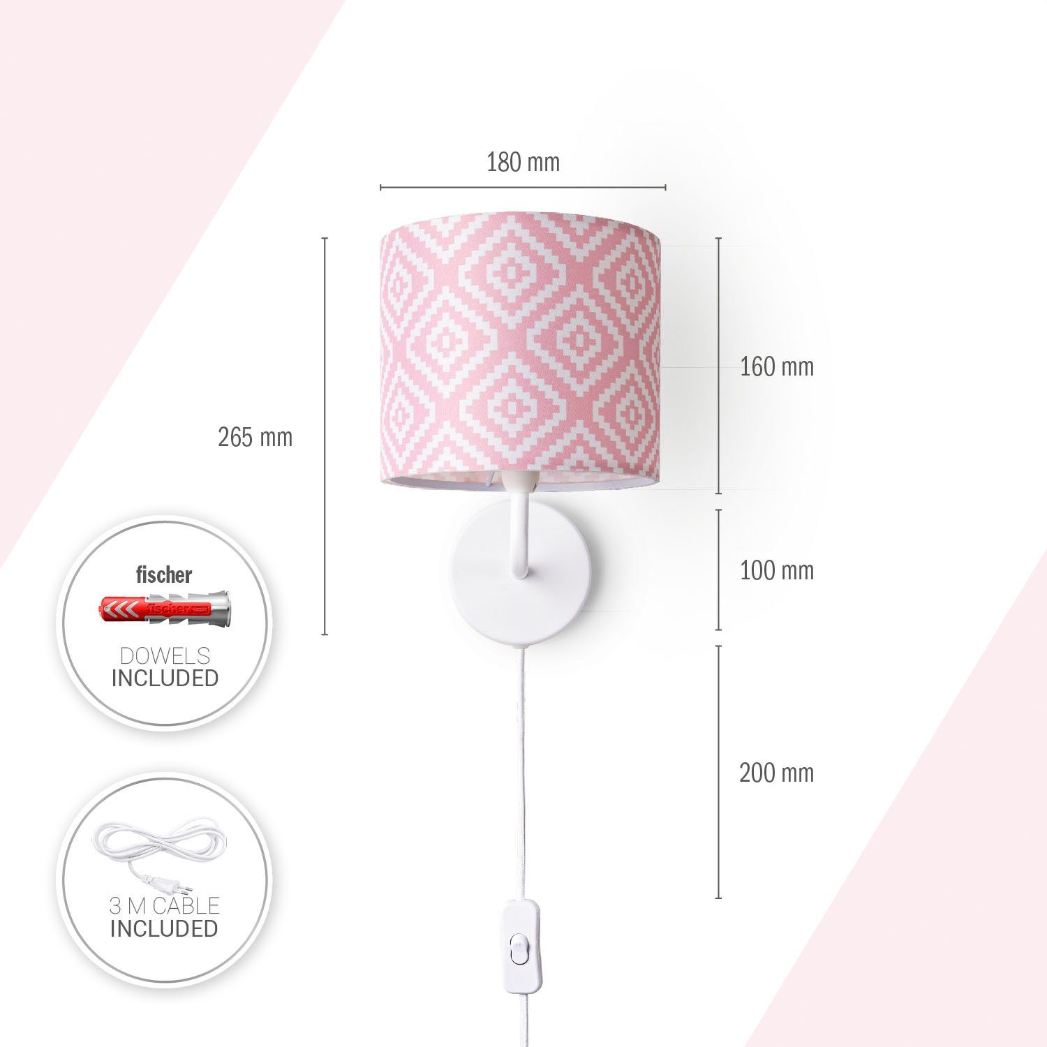 Paco Home Wandlamp Luca Stella Wandlamp vintage E14 woonkamer lampenkap retro modern textiel