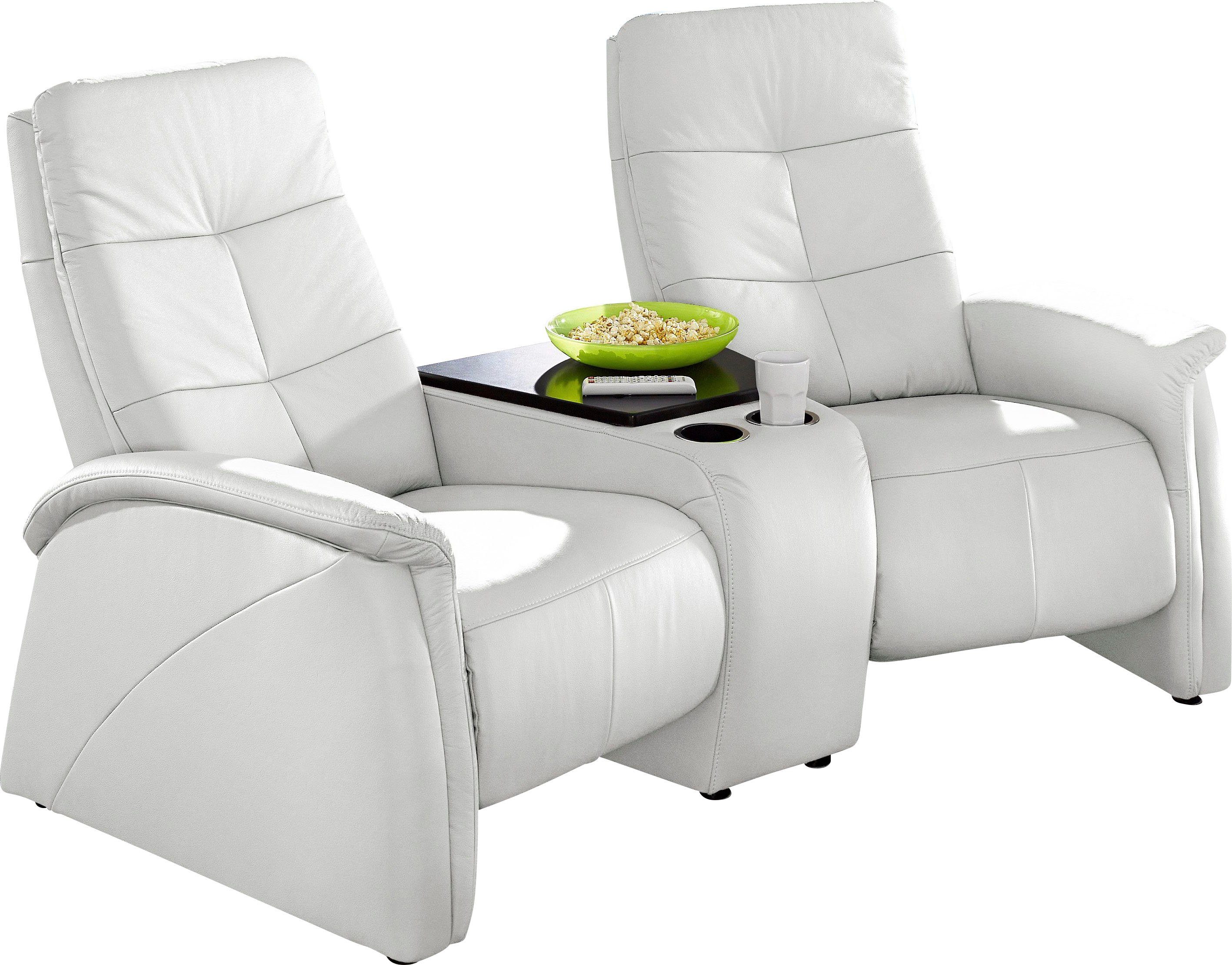 exxpo sofa fashion 2-zitsbank met relaxfunctie, geïntegreerd tafelplateau en bergruimte