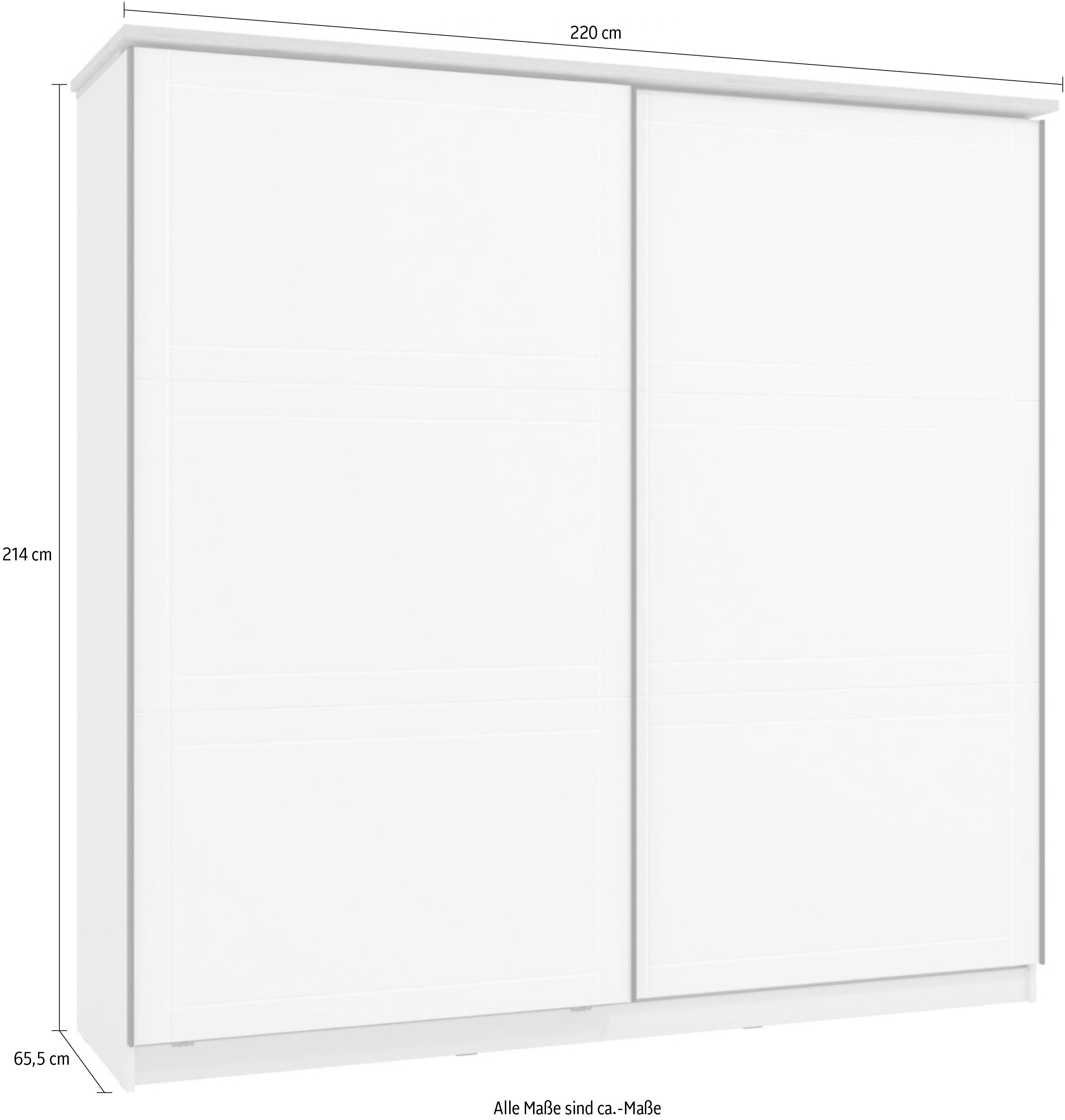 Home affaire Zweefdeurkast Valencia, kledingkast in landhuisstijl, 220x214x65,5 cm met complete binneninrichting, fsc®-gecertificeerd houtmateriaal