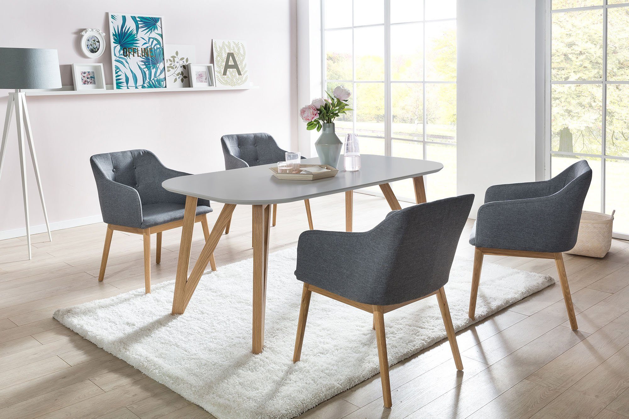 SalesFever Eettafel Haarspeldpoten van massief eiken