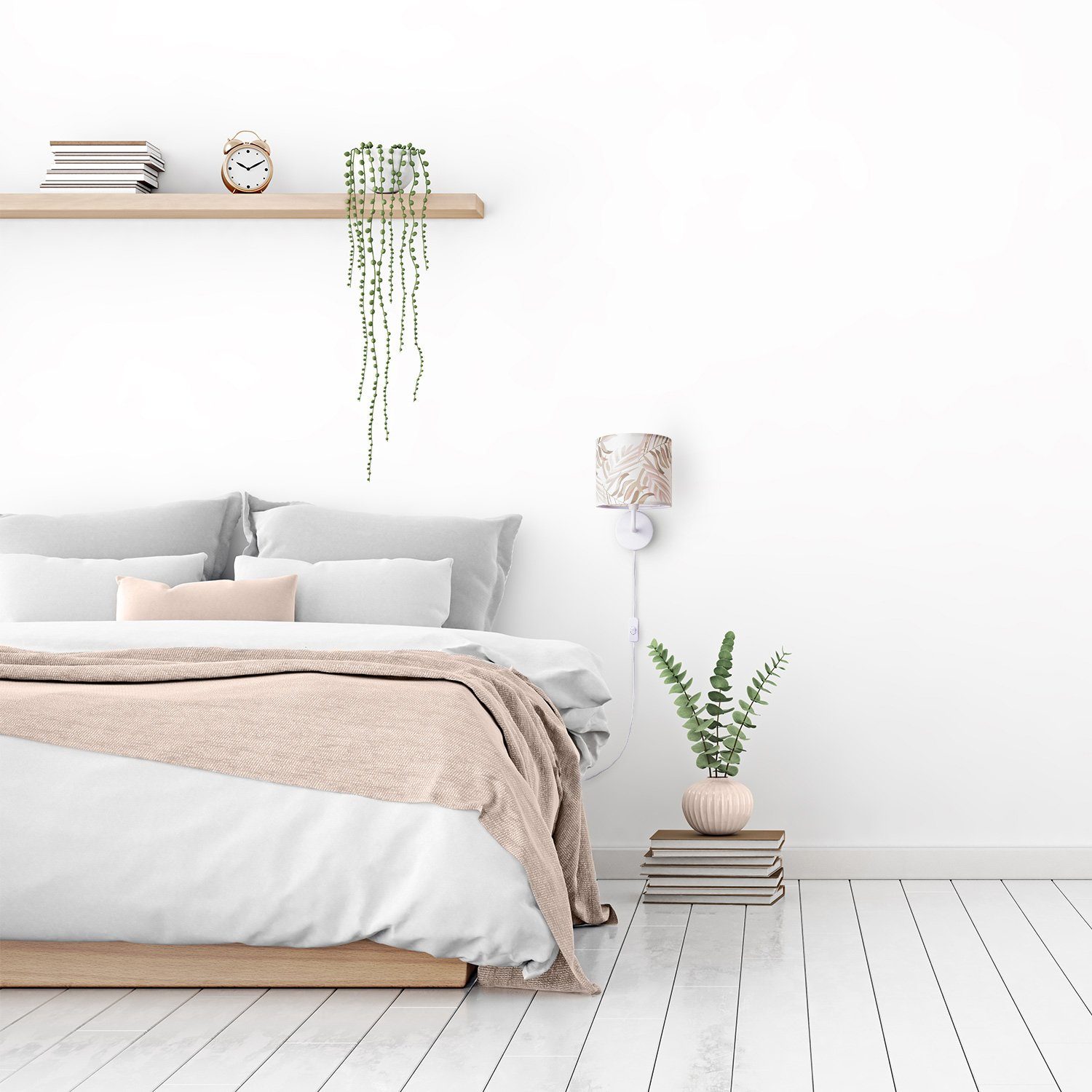 Paco Home Wandlamp Kuba 126 Binnen wandlamp lampenkap nachtlampje kind decor woonkamer palm