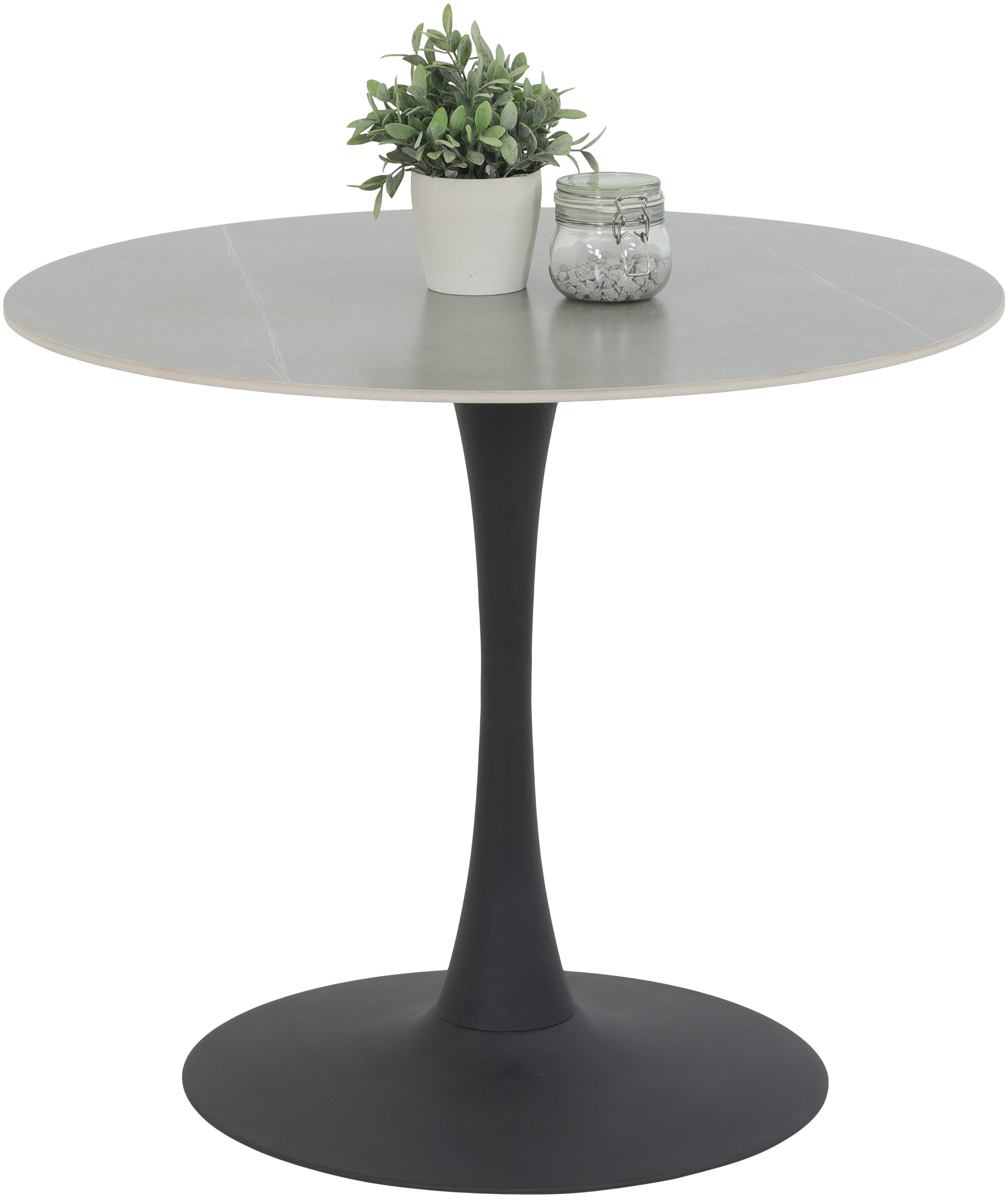 HELA Eethoek MOSEL Tafel 90x75 cm, ronde plaat, gesinterde steen, armleuningsstoel (3-delig)
