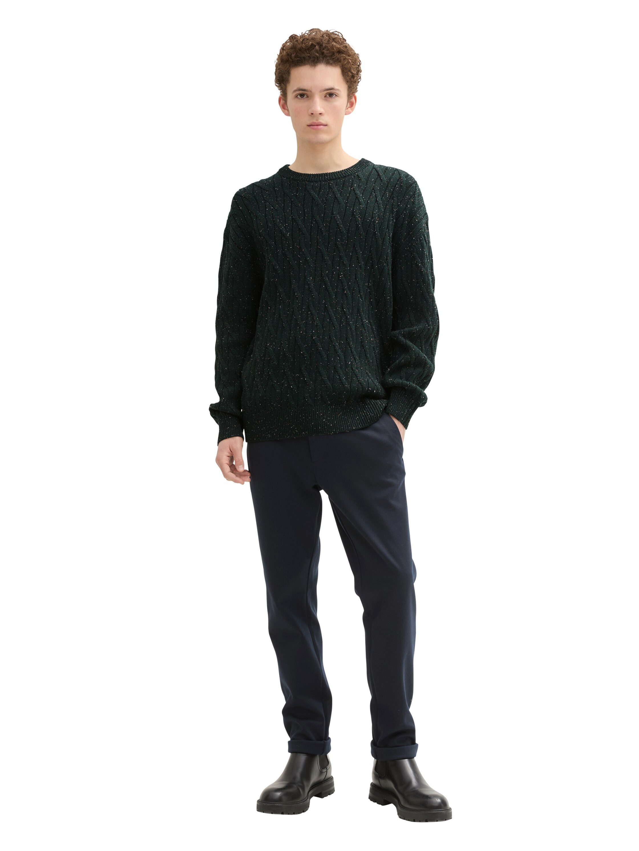 Tom Tailor Denim Trui met ronde hals met grove breistructuur