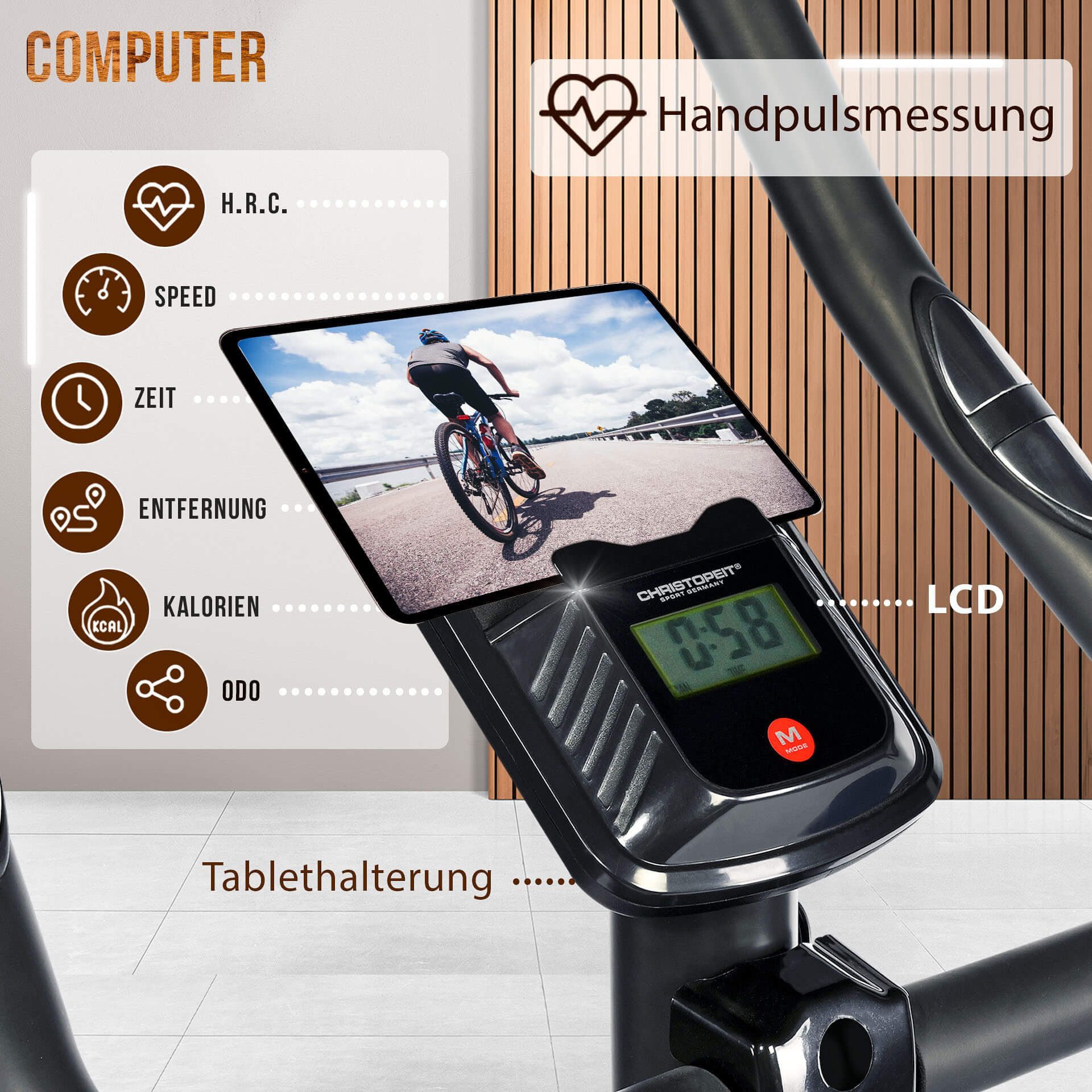 Christopeit Sport® Hometrainer HT 2.0 Swinggewicht ca. 5 kg, 8 weerstandsniveaus