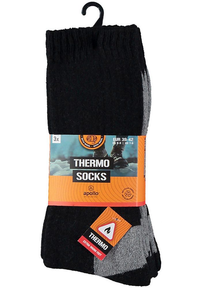 Apollo Basic sokken THERMAL TRACKING SOCKS Unisex met verwarmende merinowol (2 paar Set van 3)