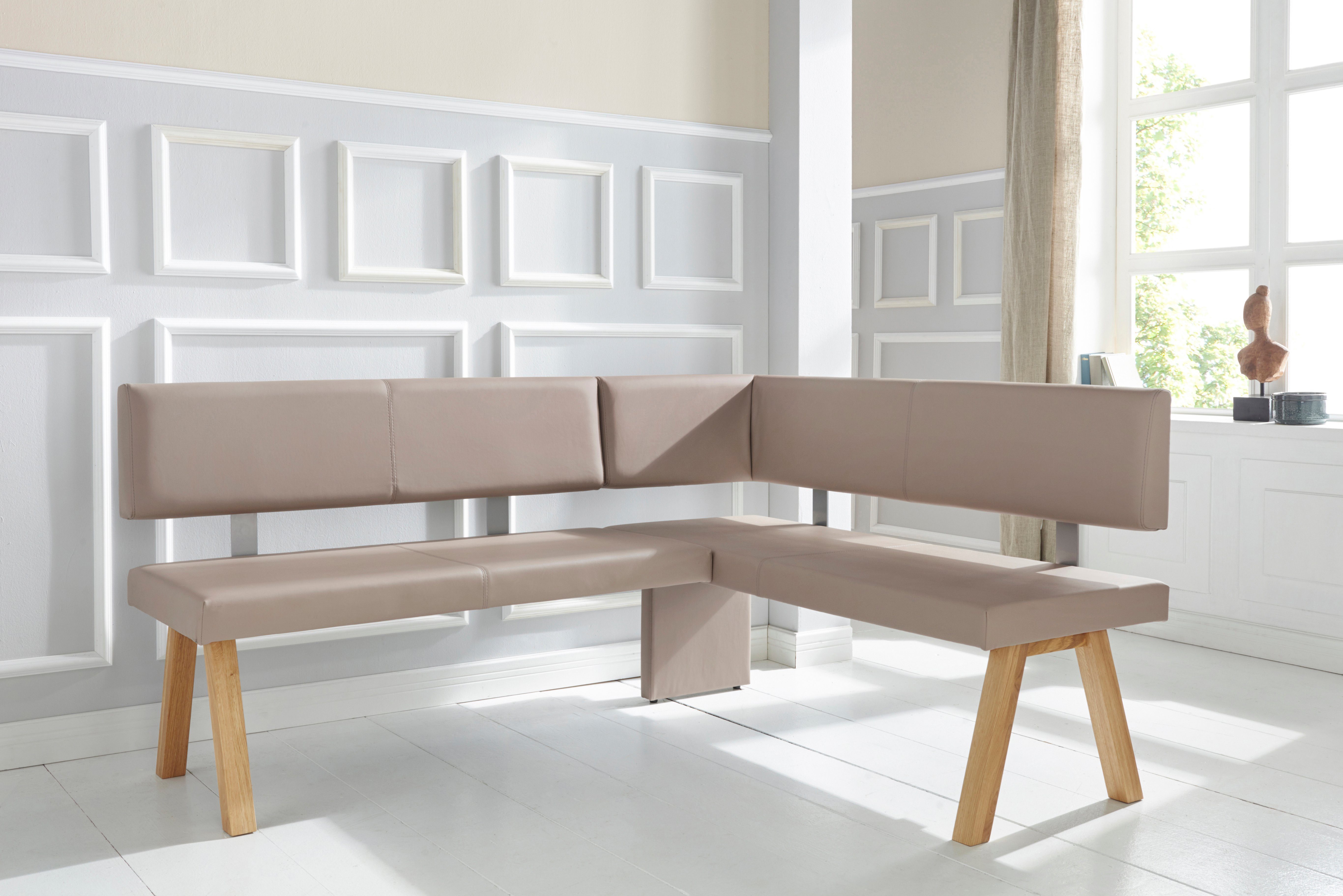 Home affaire Hoekbank Rio Massief hout in eiken geolied, eetkamerbank comfortabel gestoffeerd