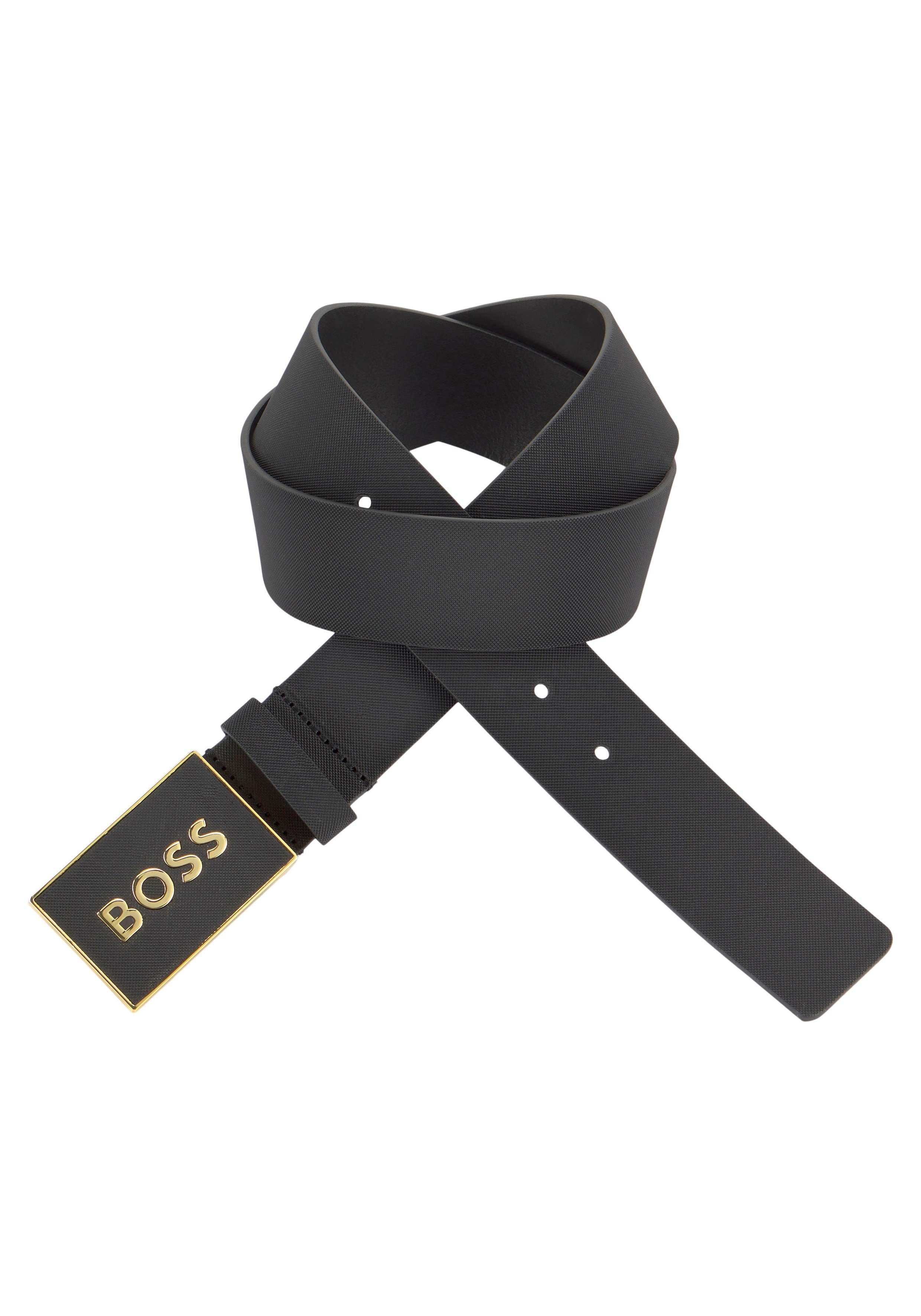 Boss Leren riem Boss_Icon-S1_Sz40 met boss-logo-reliëf op de riemgesp