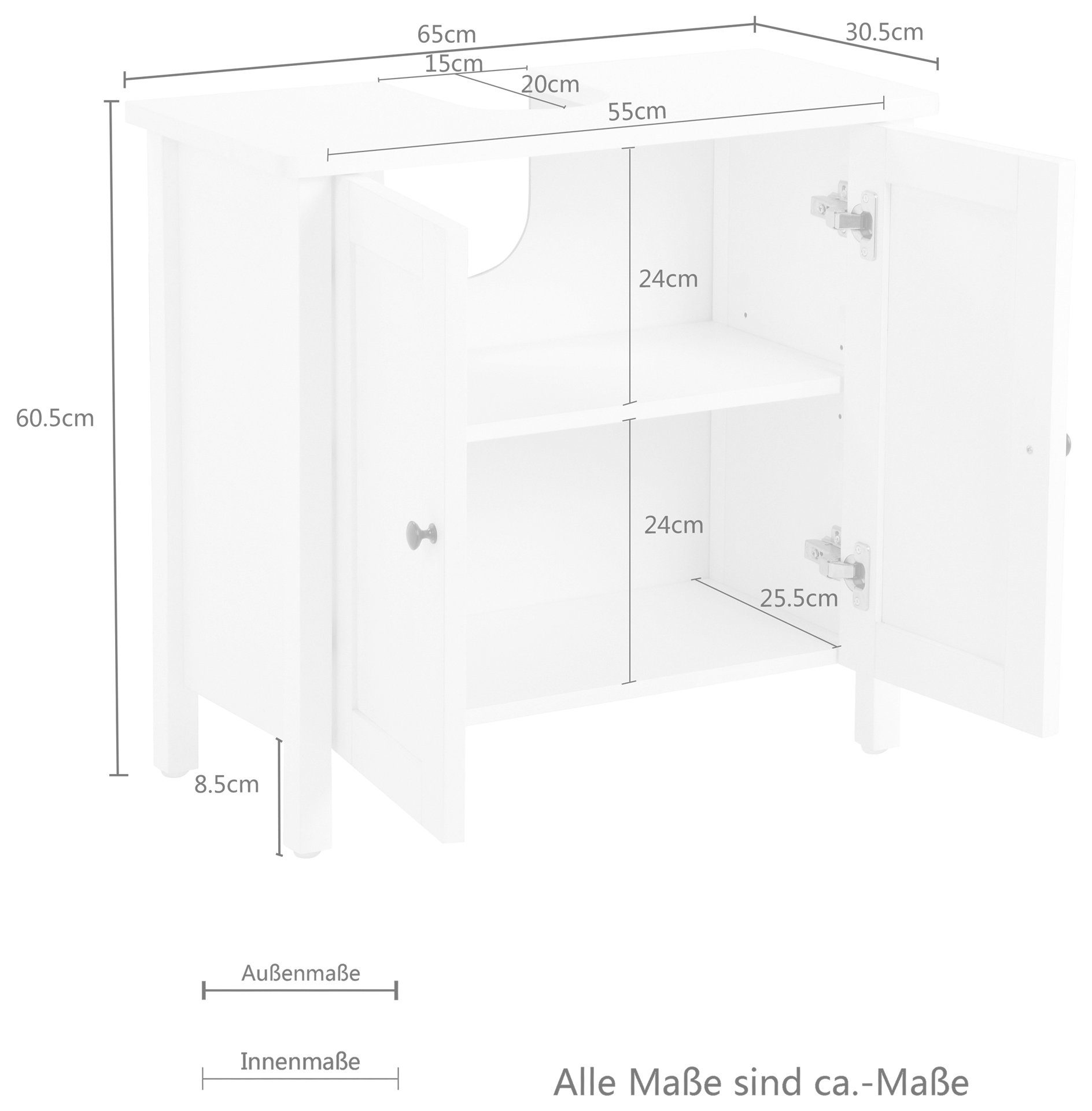 welltime Wastafelonderkast Aalborg Badkamermeubel in landelijke stijl, breedte 65 cm
