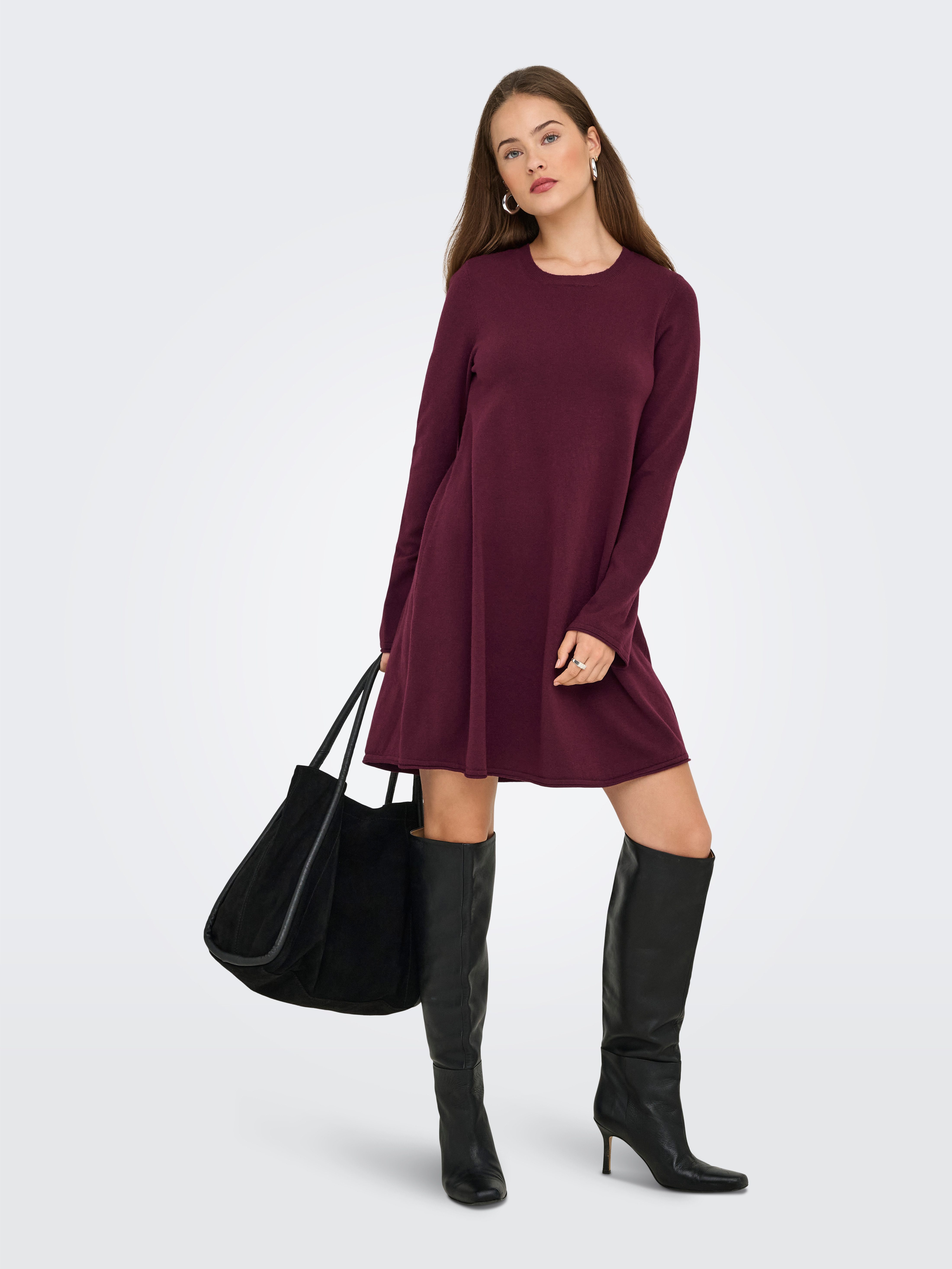 Only Midi-jurk ONLAMALIO LIFE LS ONECK DRESS KNT