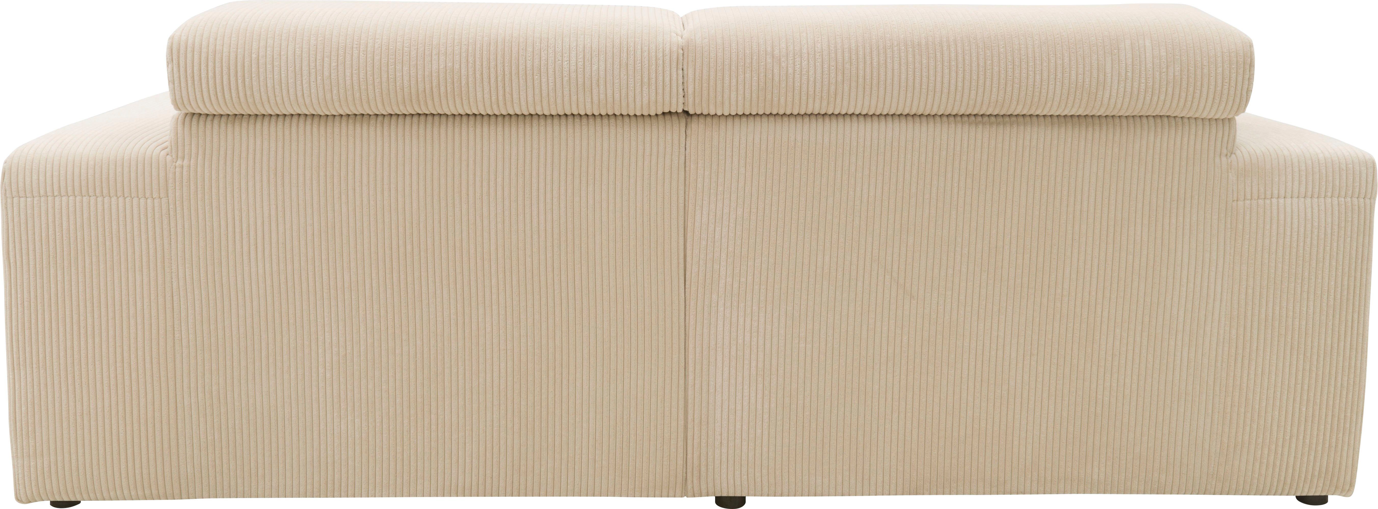 DOMO collection Hoekbank Brandon kleine versie BxDxH: 214x100x80 cm Met verstelbare hoofdsteun, ook in leer en cord, L-model