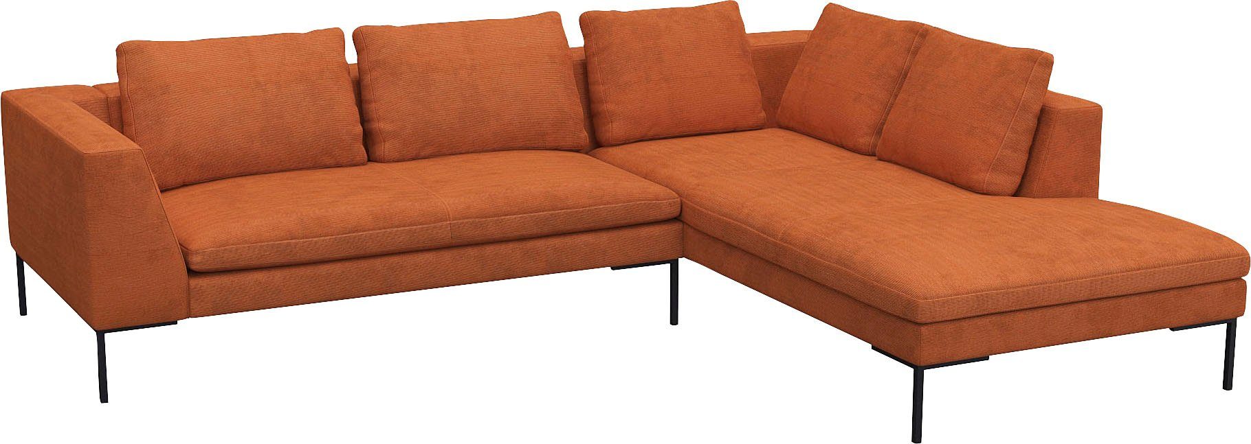 FLEXLUX Hoekbank Loano, supercomfortabel zitcomfort door koudschuim in de zitting moderne bank, vrij in de ruimte te plaatsen, losse kussens, l-vorm