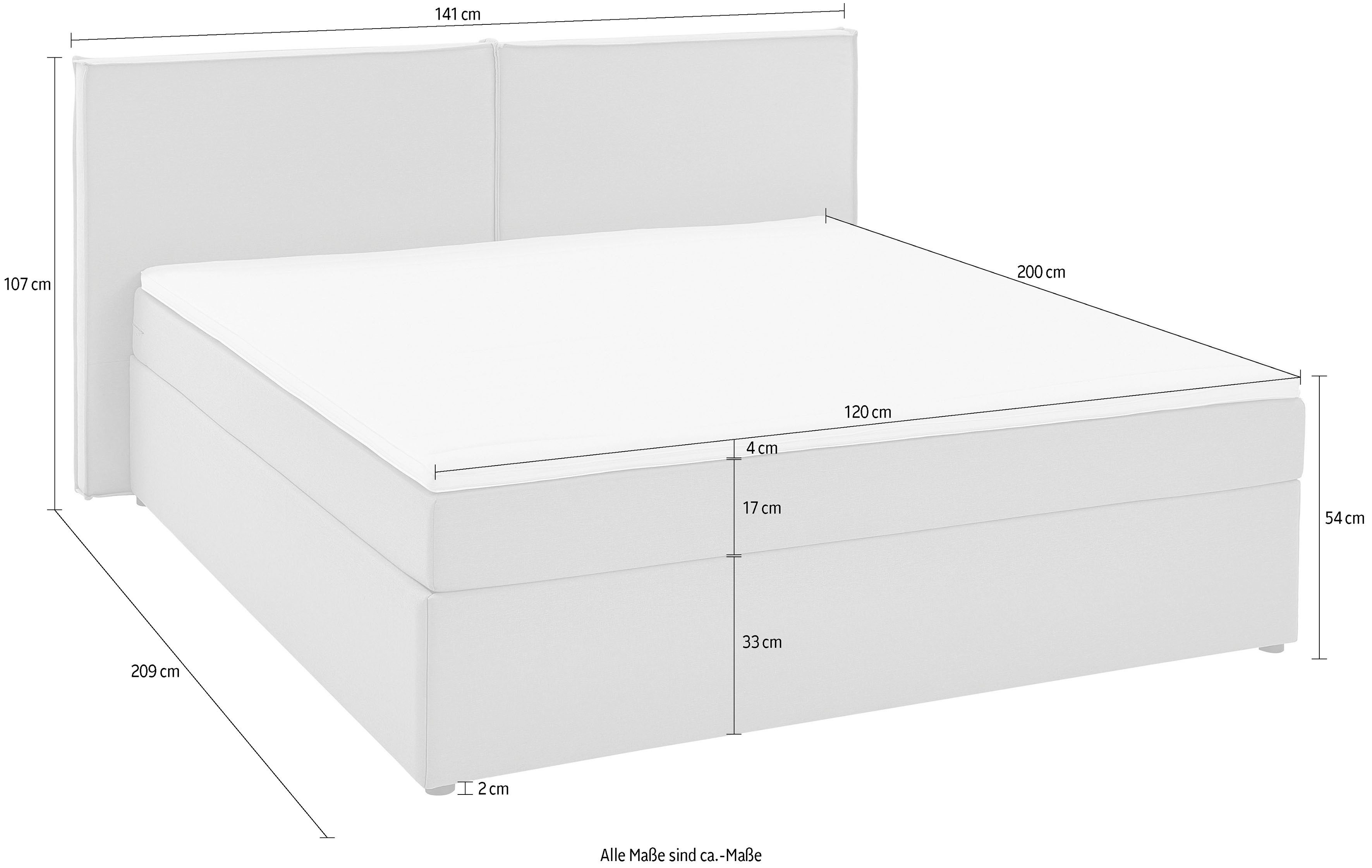 ATLANTIC home collection Boxspring NIKITA bodembedekkend bed, optioneel met matras en topper