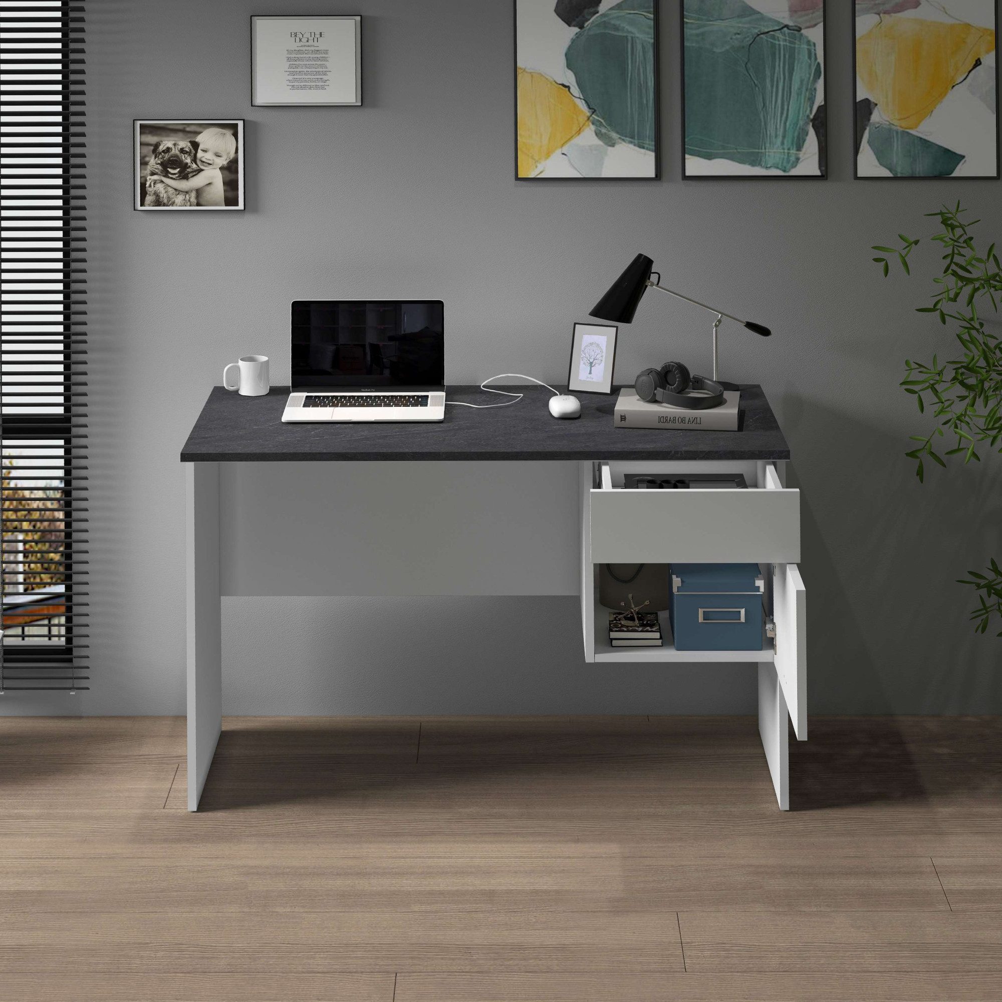 INOSIGN Bureau Sunrise, kleine computertisch, bureautafel met 1 deur & 1 lade, tafelblad breedte 110 cm, made in italy