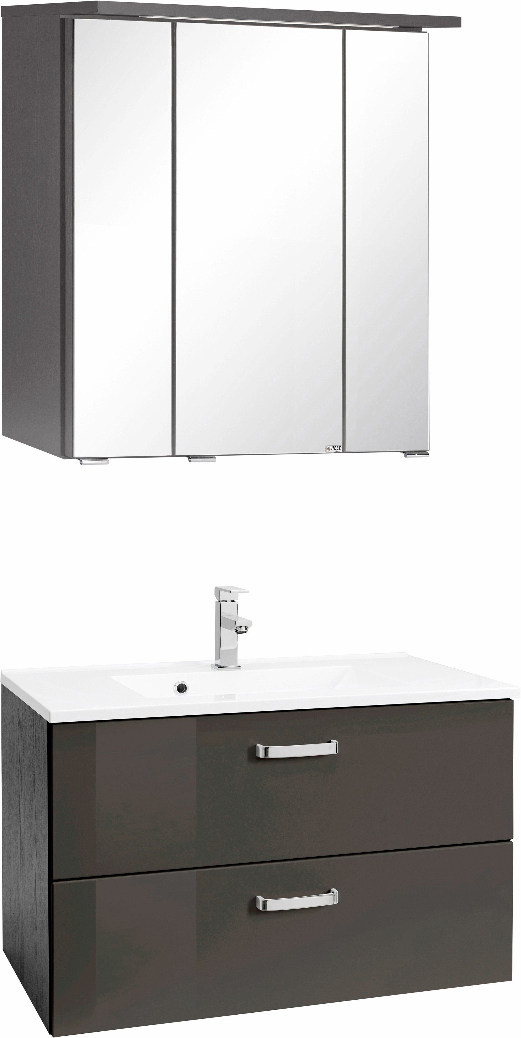 welltime Badkamerserie Ravenna met soft-close functie (2-delig) badmeubelsets grijs
