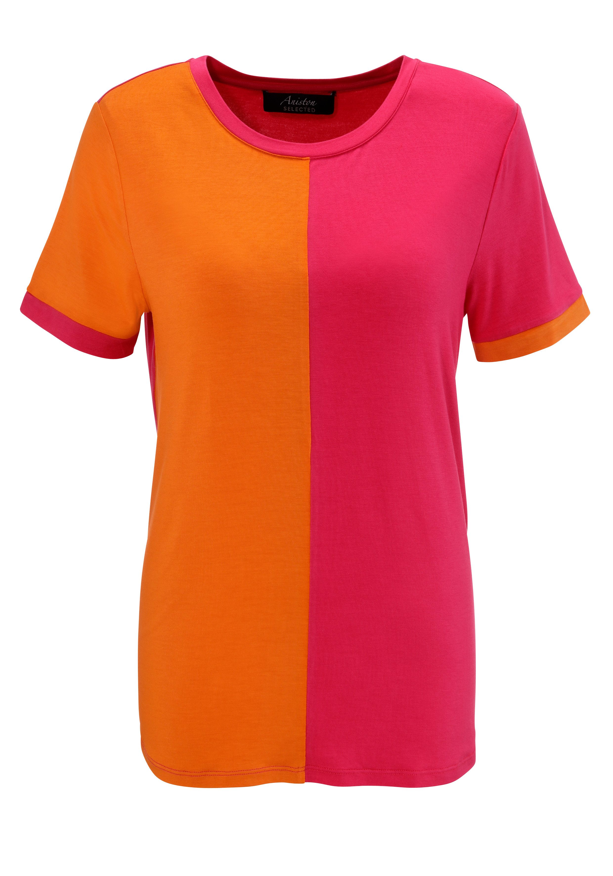 Aniston SELECTED T-shirt met trendy en kleursterke colorblock nieuwe kollectie