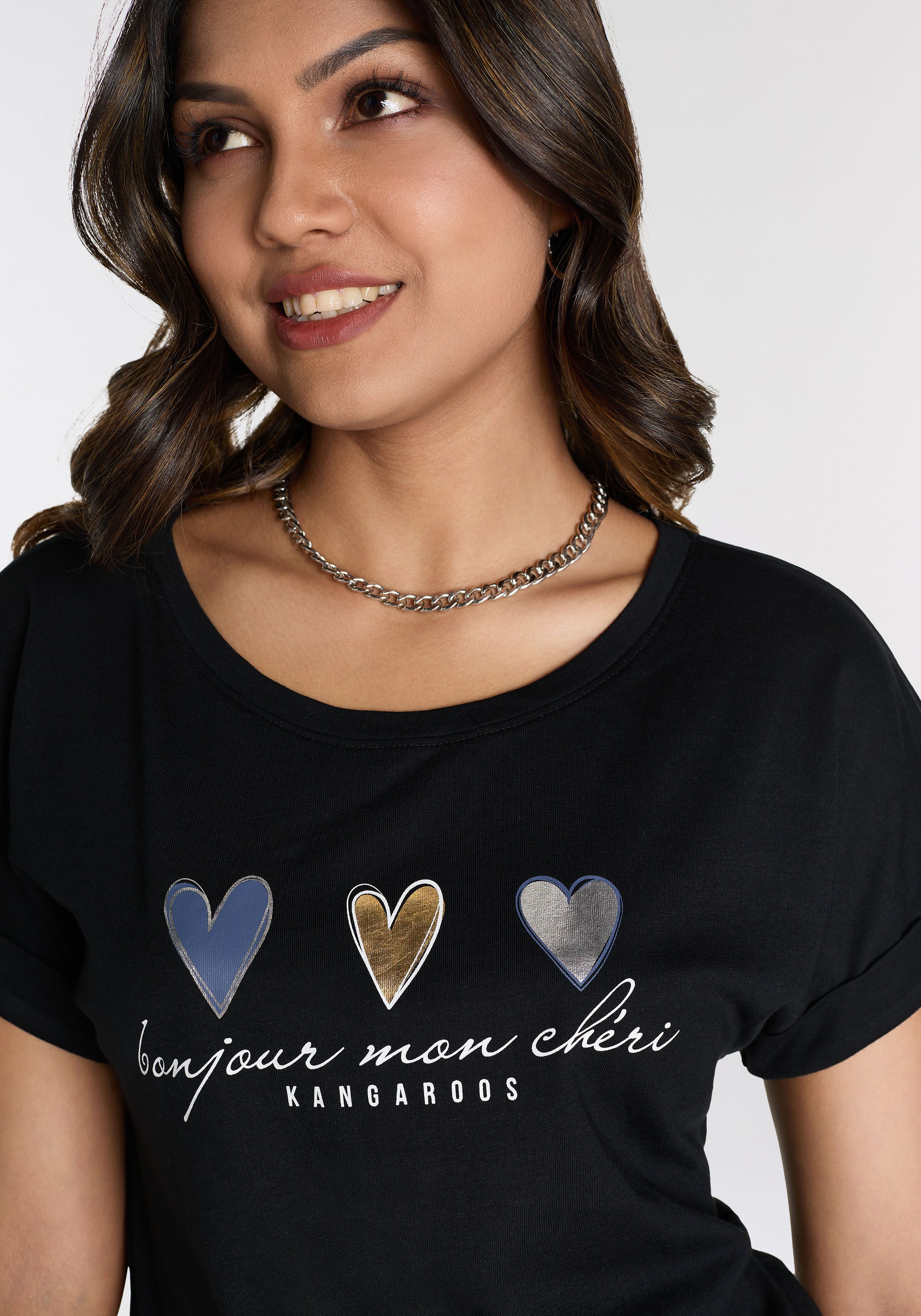 KangaROOS Shirt met korte mouwen met schattige hartlogoprint