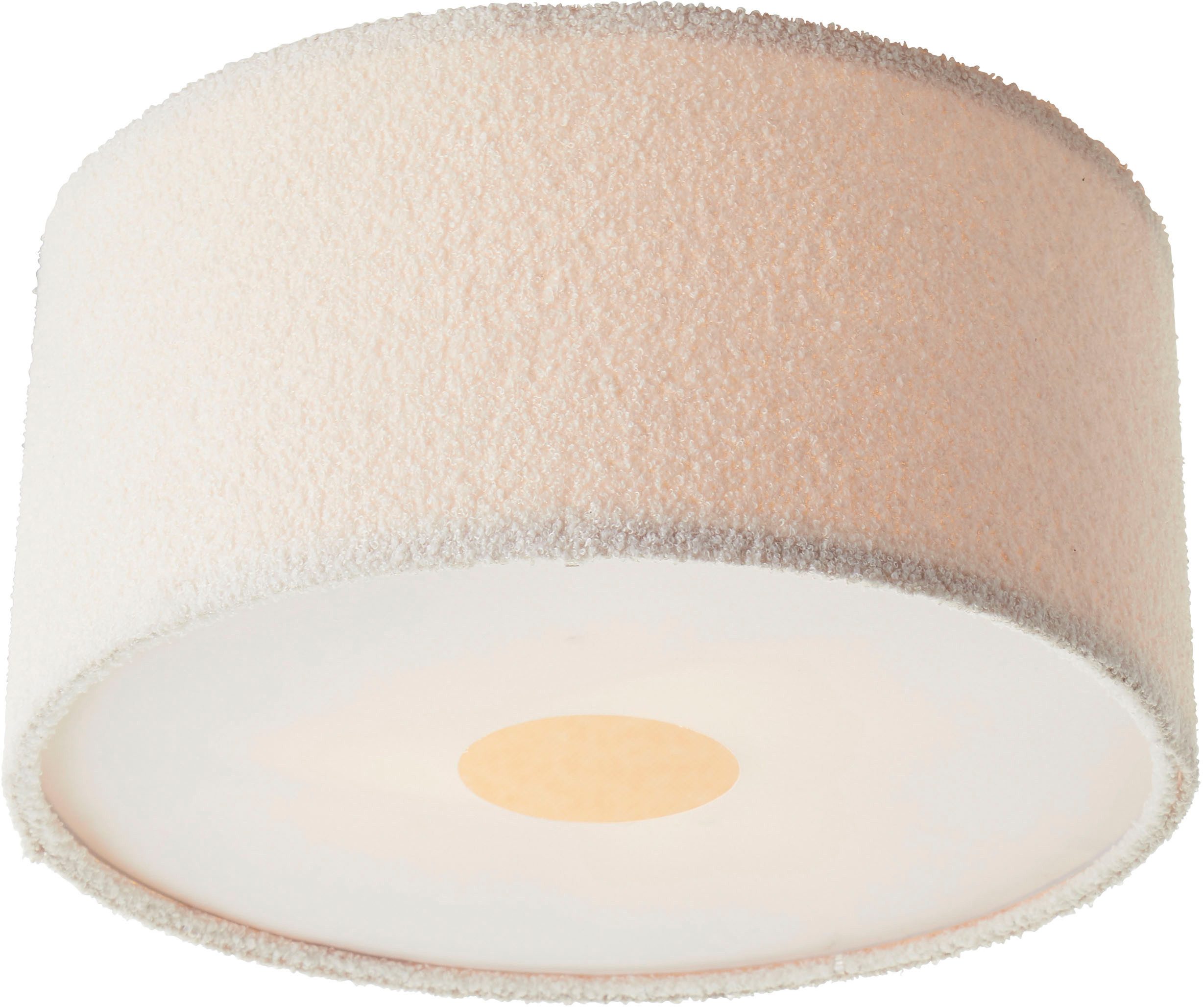 LeGer Home by Lena Gercke Plafondlamp Debora Teddy-stof, Ø 45 cm, E27, beige (1 stuk)