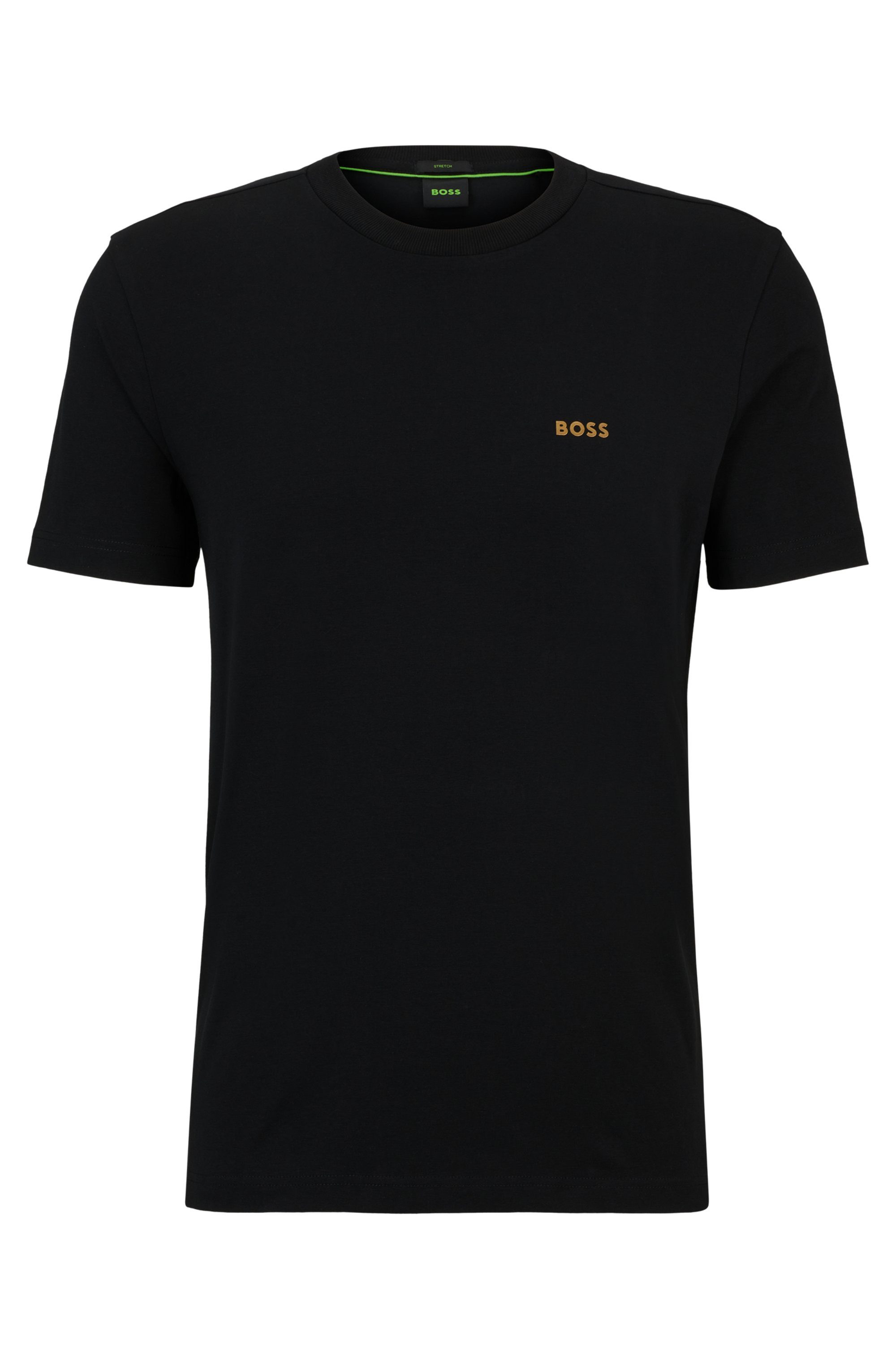 BOSS GREEN Shirt met ronde hals Thee met gegomd contrast-logo
