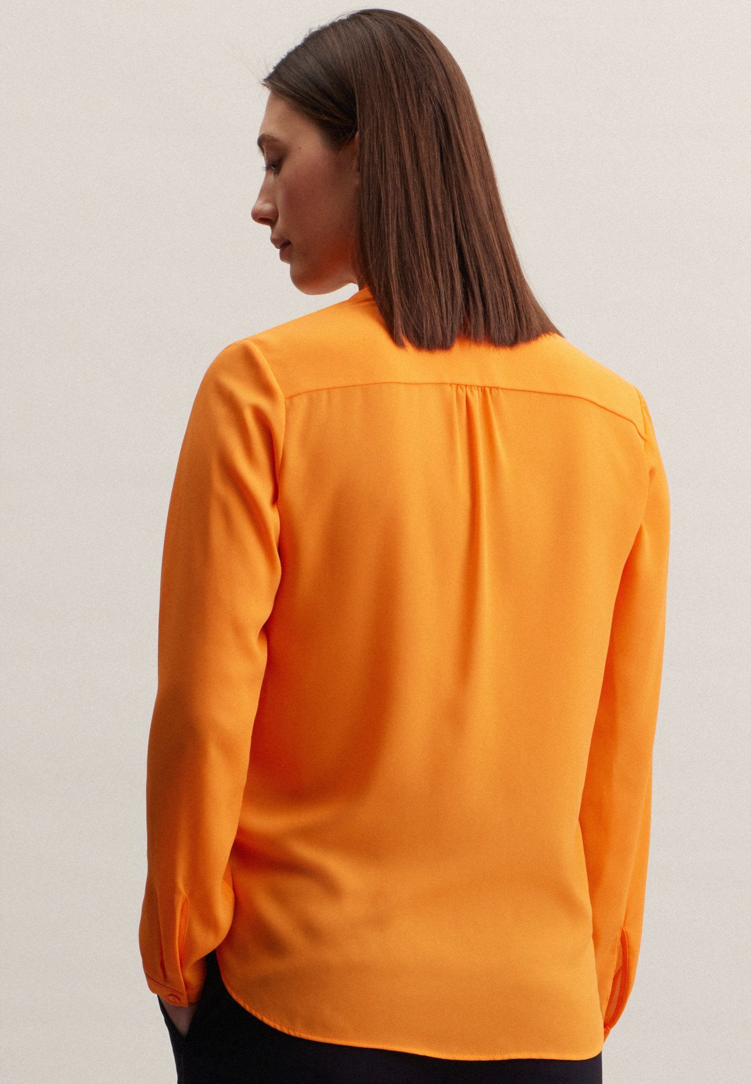 seidensticker Wikkelblouse Zwarte roos Lange mouwen V-hals uni