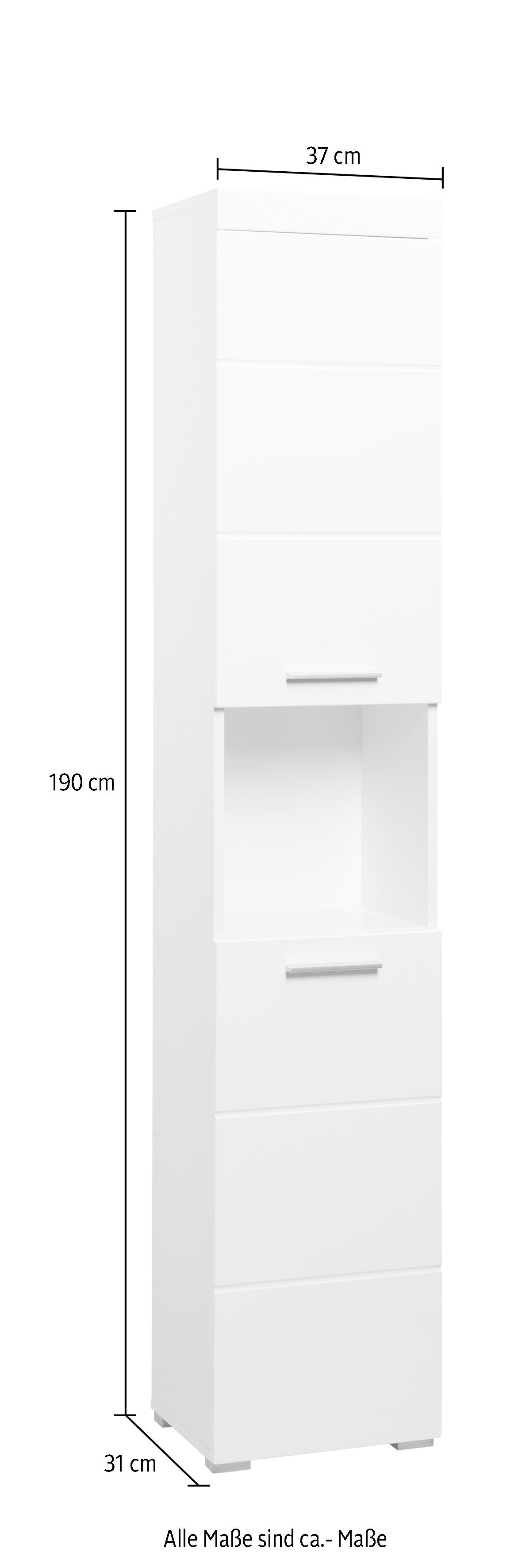 INOSIGN Hoge kast Avena Badkamer hoge kast met open vak, 2 deuren en 2 planken