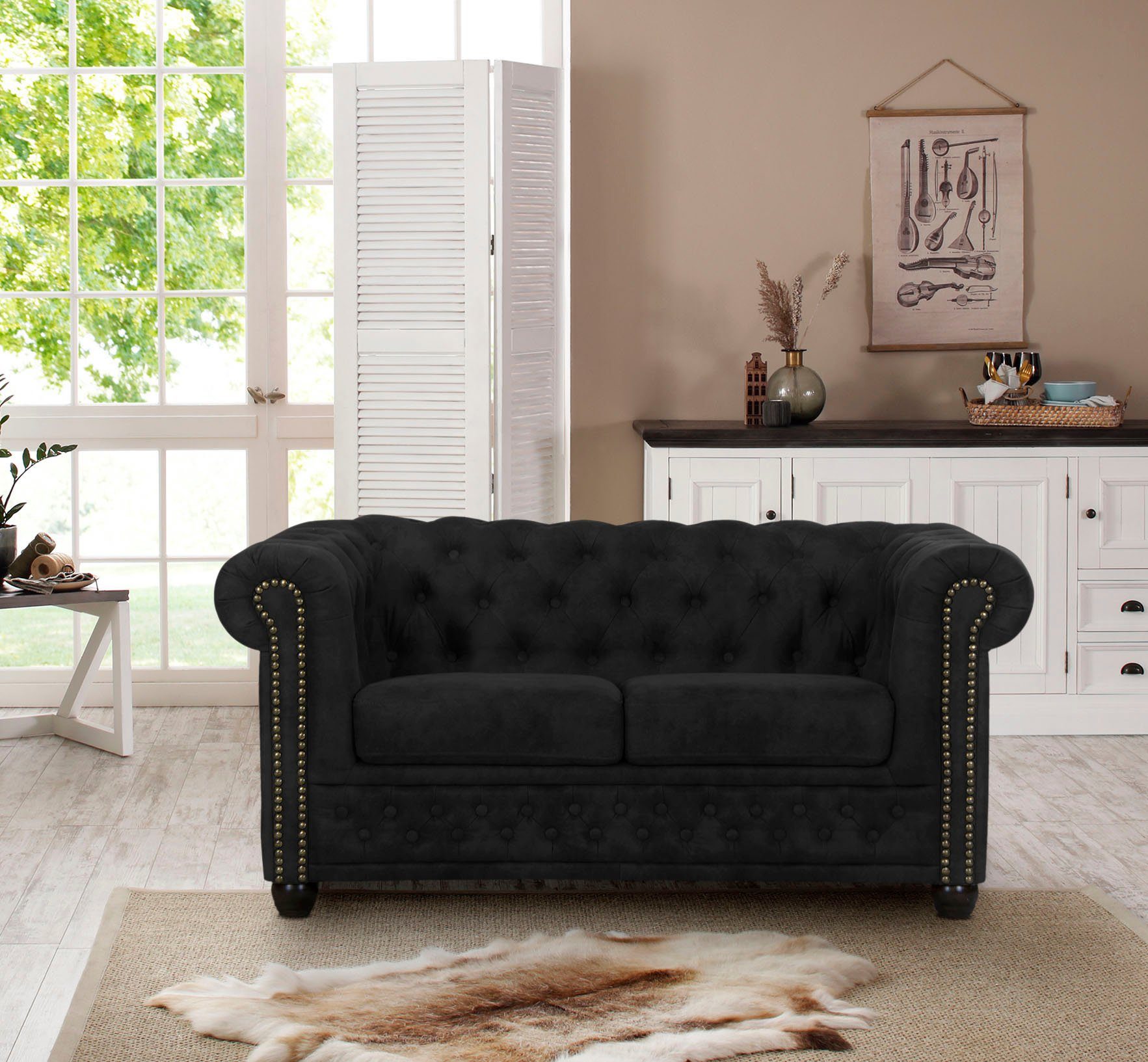 Home affaire Chesterfield-bank Rysum Chesterfield-look, in 2 stofkwaliteiten
