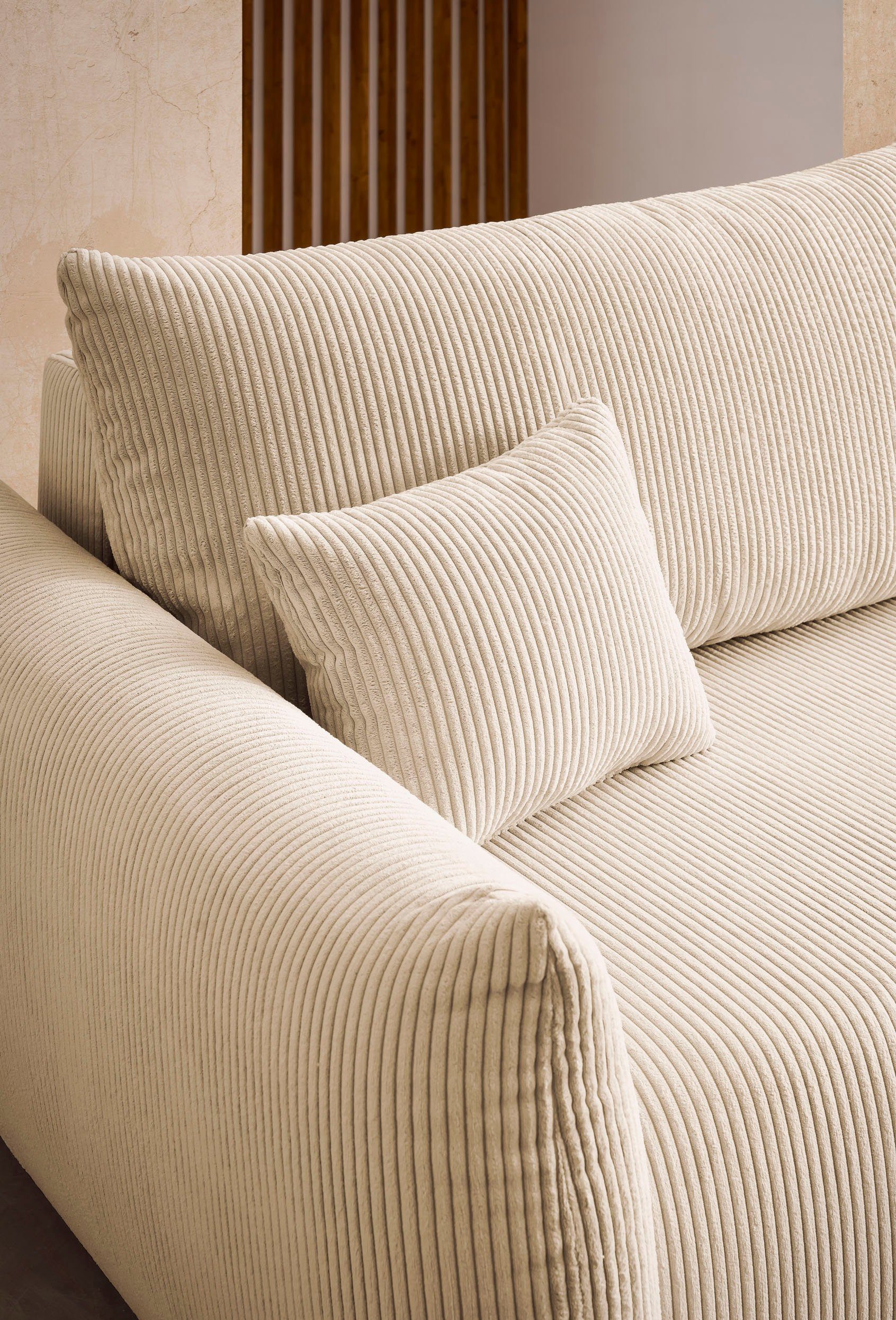 INOSIGN 3-zitsbank MAVAS slaapbank met bedlade ca. 240/108 cm (ligoppervlak 212/145 cm), ribfluweel, chenille, structuur