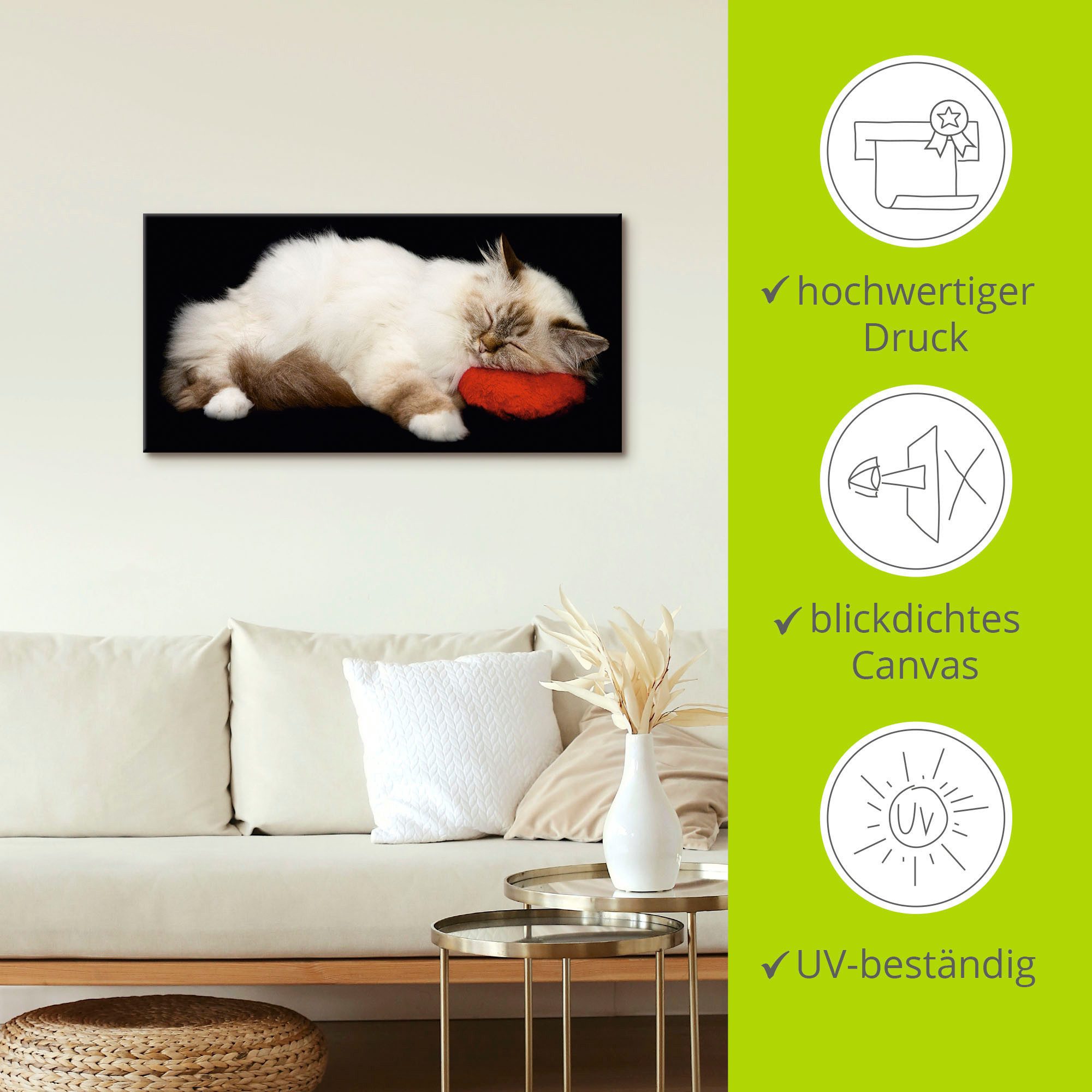 Artland Artprint Vermoeide kat als artprint op linnen, poster, muursticker in verschillende maten