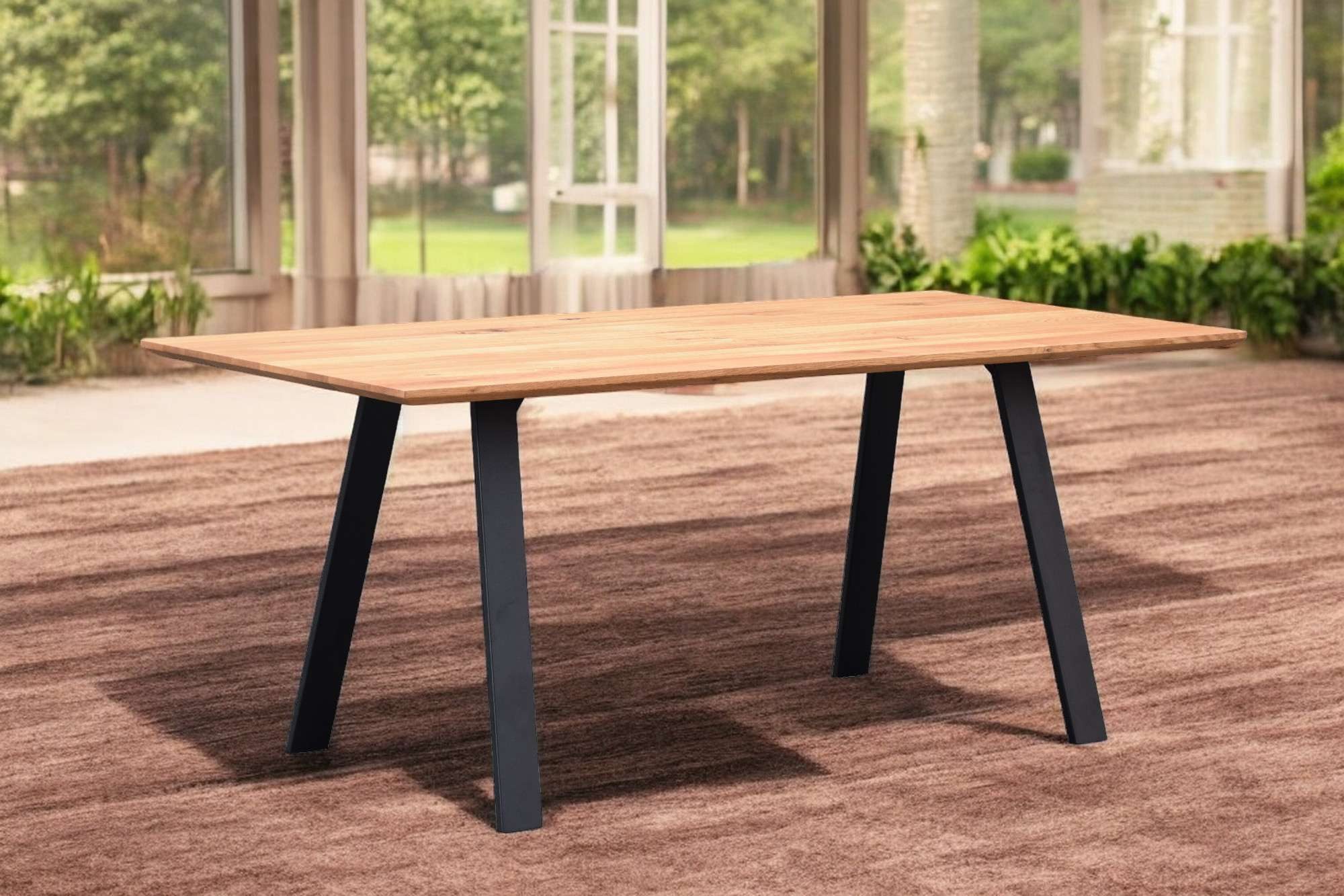Home affaire Eettafel Reidigen keukentafel, A-vorm metalen frame, massief gewild eikenhout, geolied