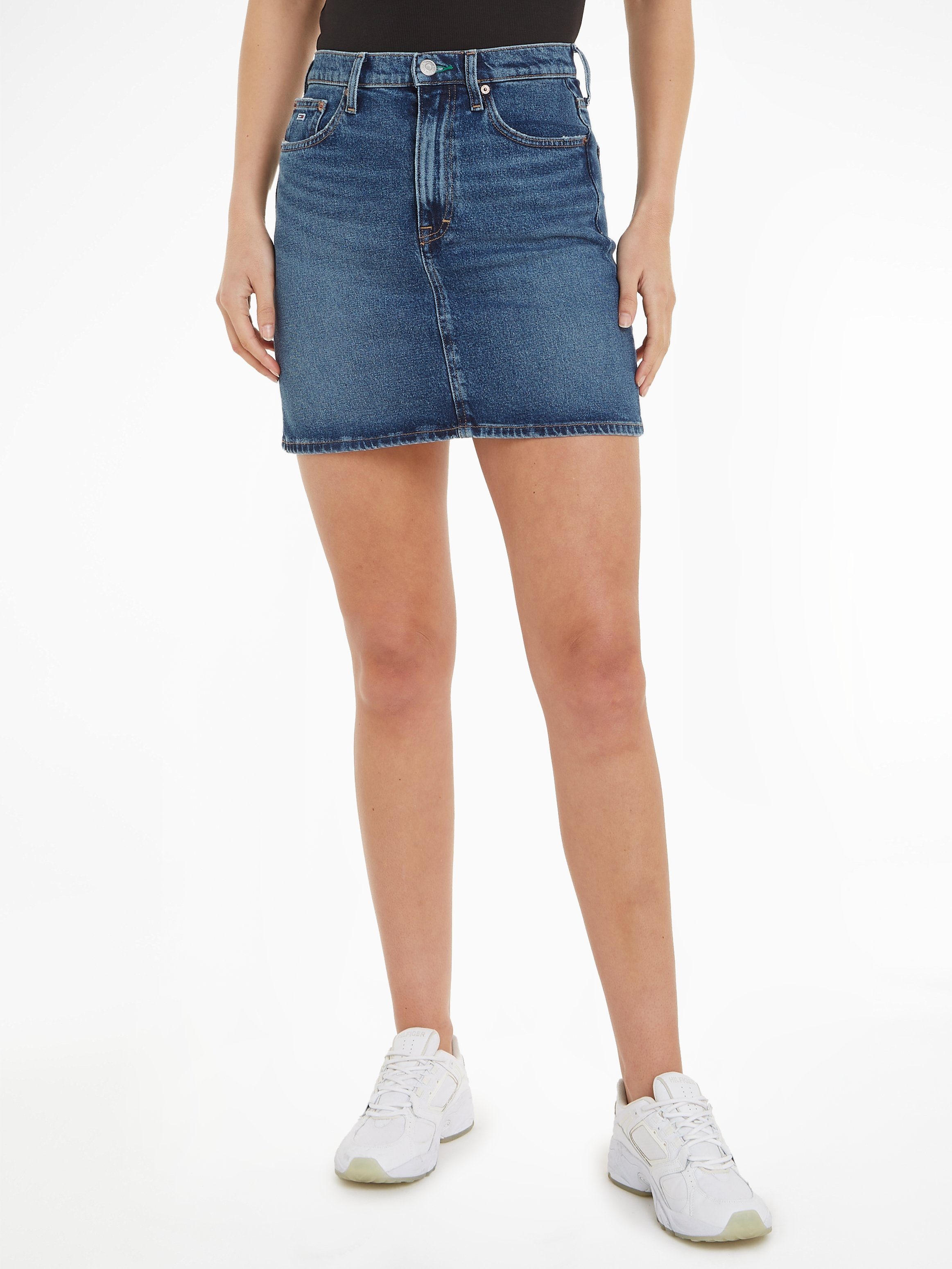 TOMMY JEANS rok MOM UH SKIRT AH6158 Webrok met logopatch
