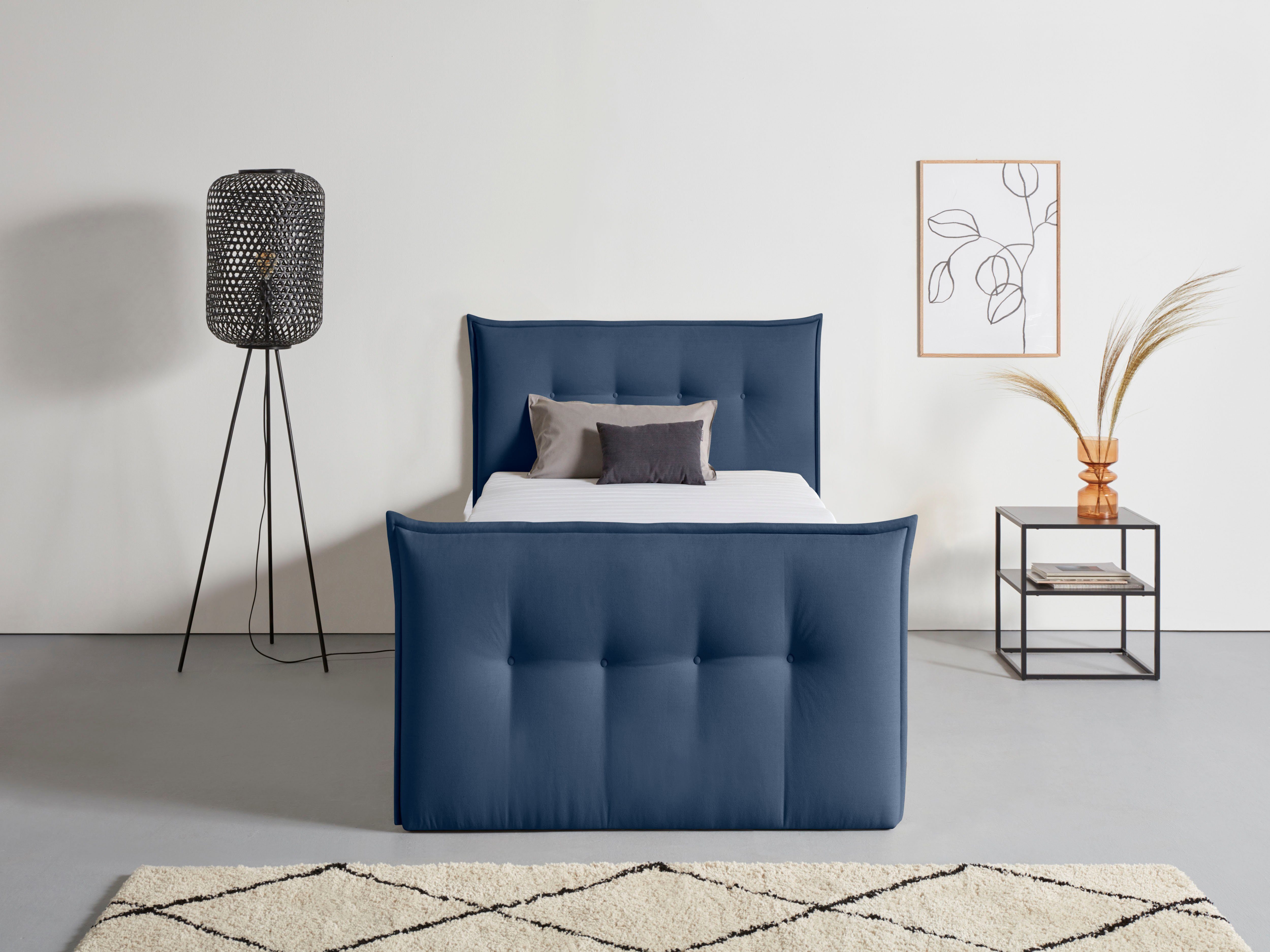 andas Boxspring Lichtgewicht inclusief voetbord, bedkist & topmatras, in 4 breedten en 2 hardheden boxsprings blauw