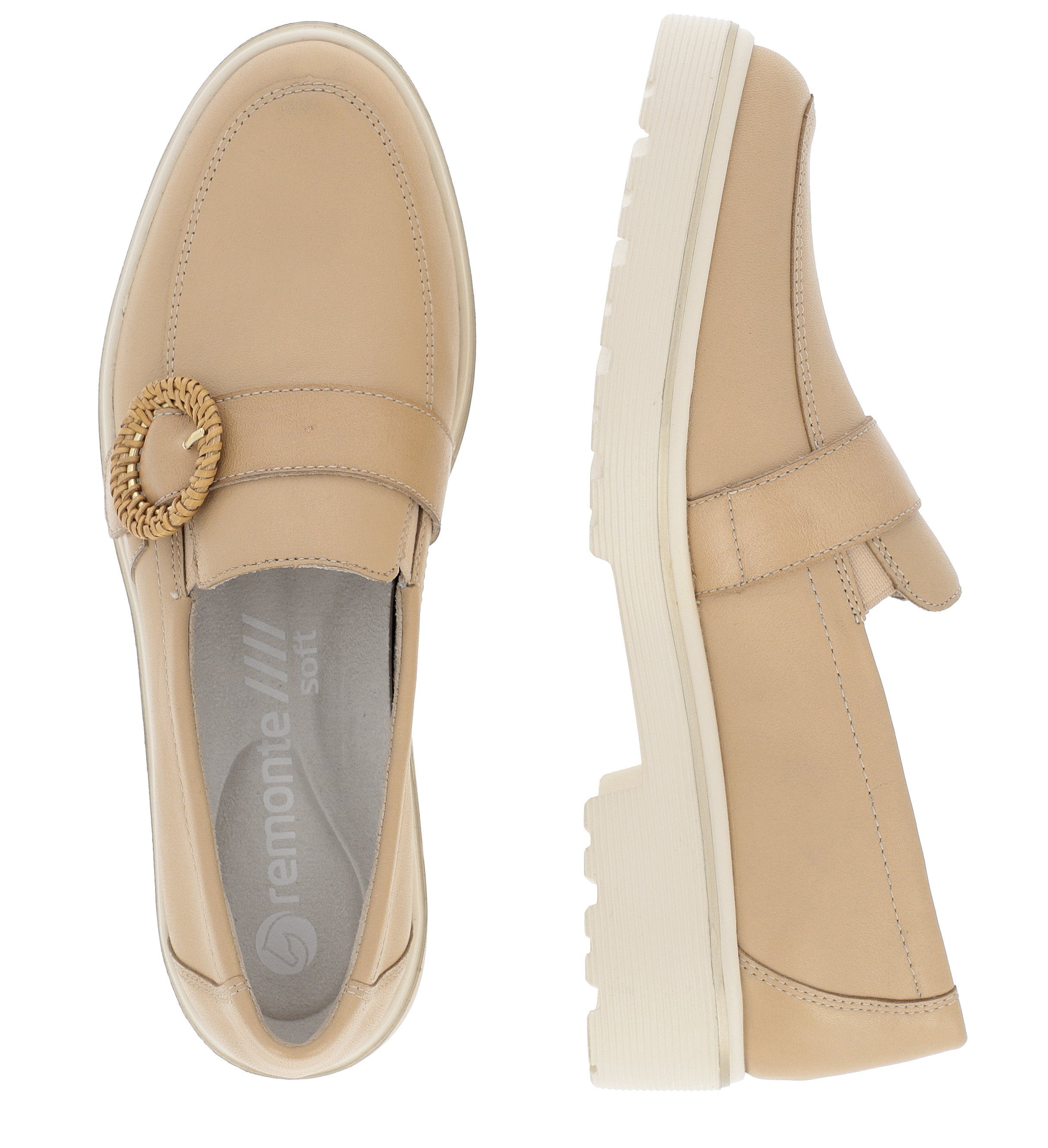 Remonte Loafers Chunky slipper, plateau slipper met moderne vlecht-siergesp