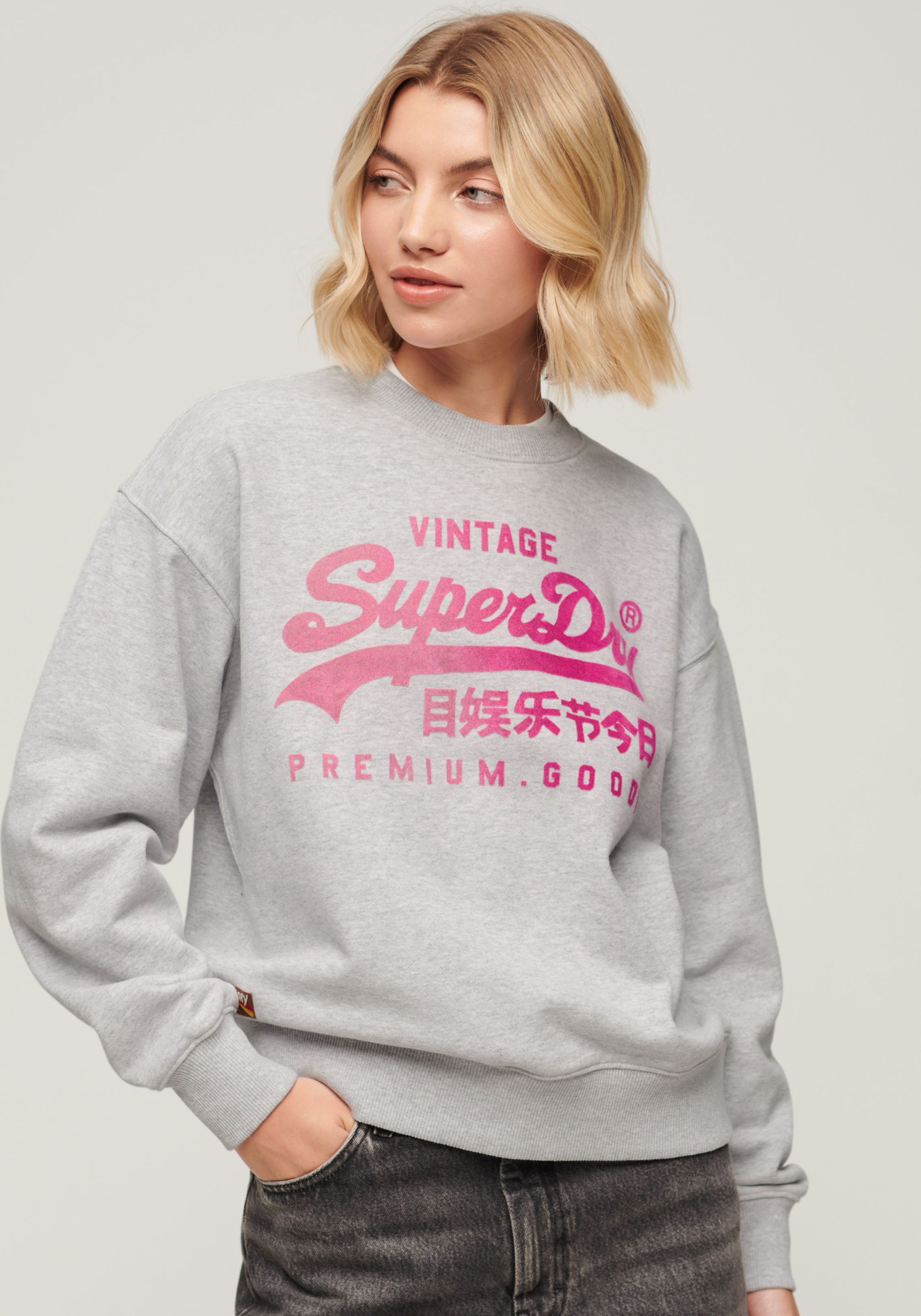 Superdry Tonal Vintage Logo Loose Crew Sweater Dames