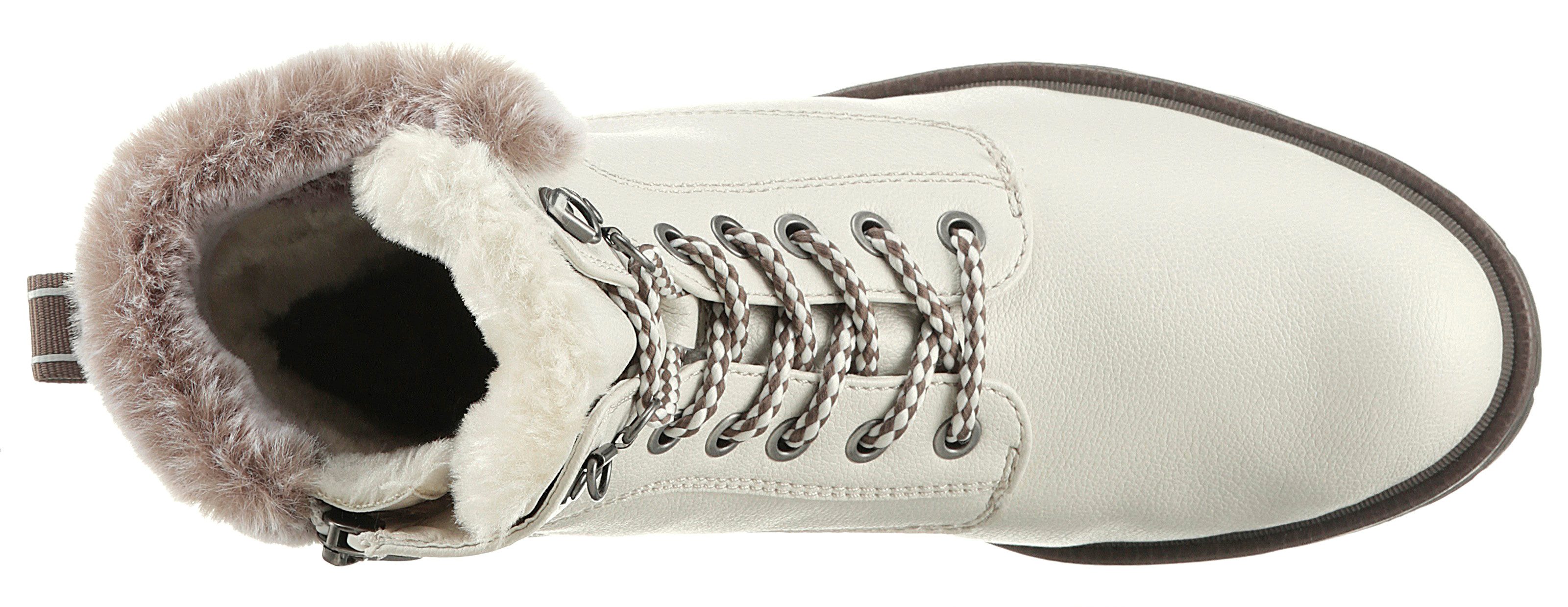 Tamaris Winterlaarzen hakken, winter-enkellaars, veterschoenen in vegan-verwerking