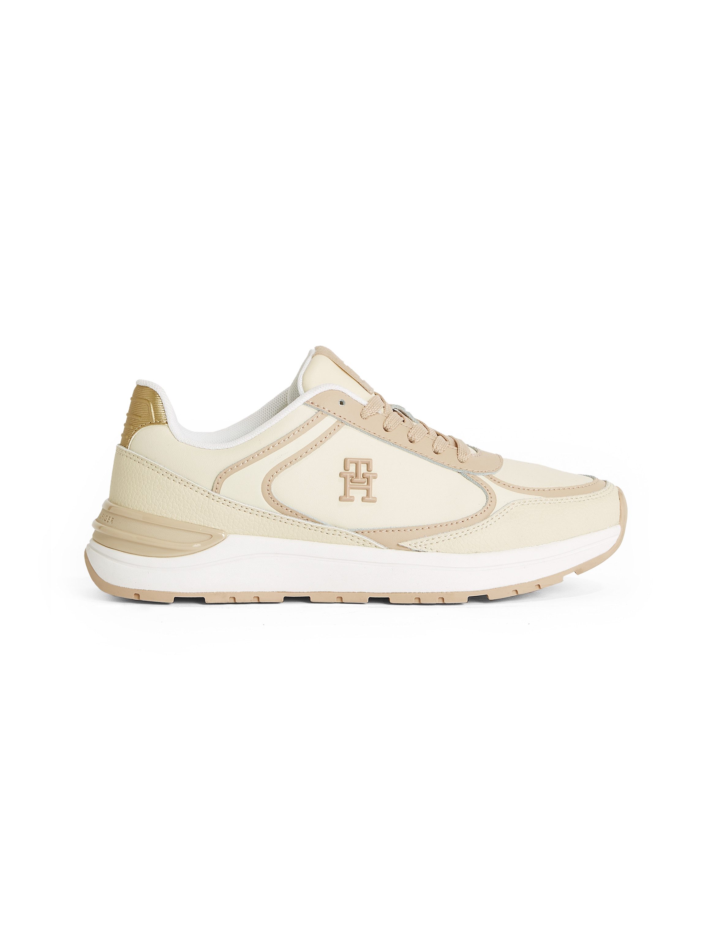 Tommy Hilfiger Sneakers met sleehak CASUAL FASHION RUNNER LTHR vrijetijdsschoen, lage schoen, veterschoen met contrast bies