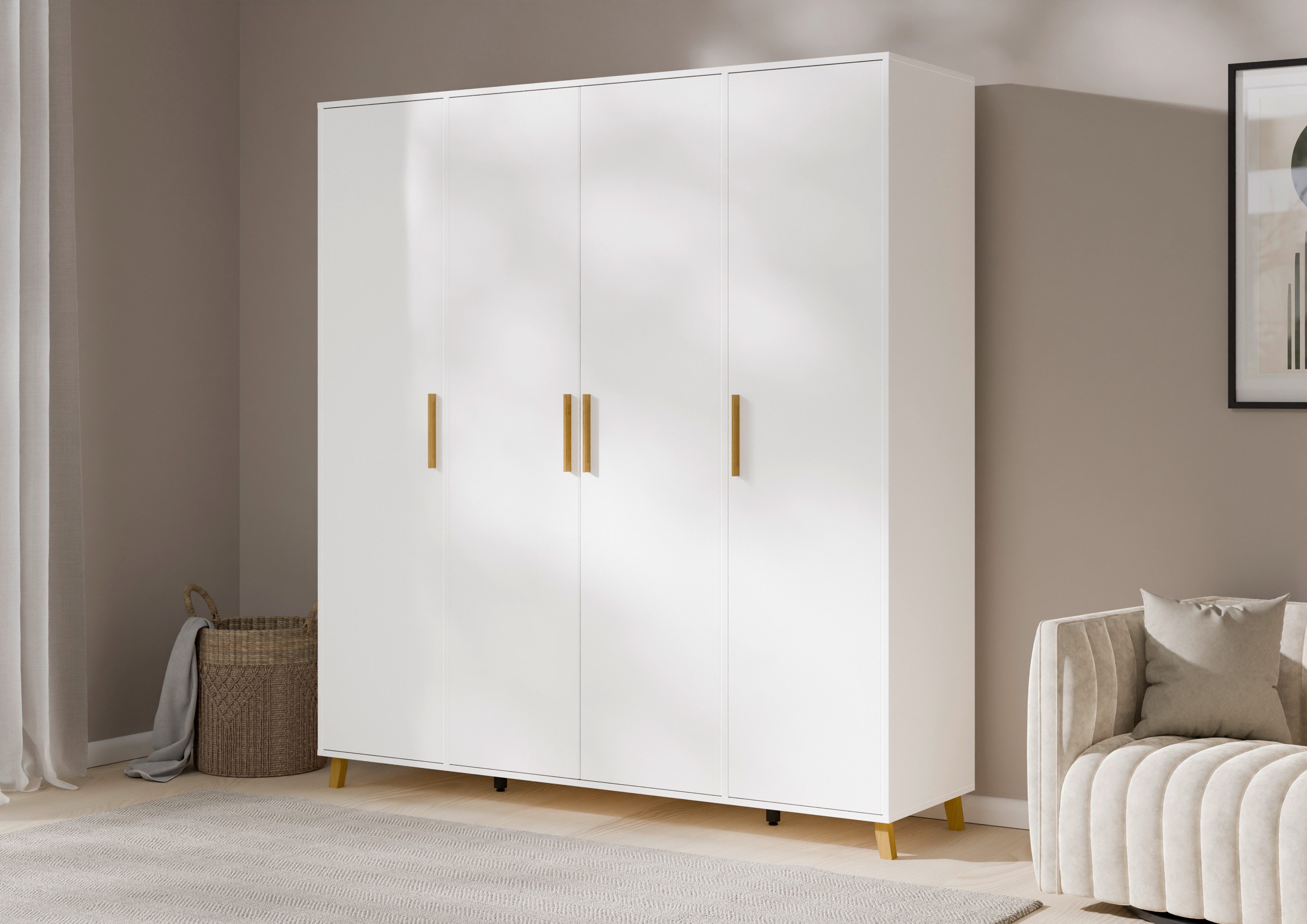 rauch Draaideurkast Kledingkast kast garderobe waskast SHINJO Grepen en voeten van massief hout, veel opbergruimte MADE IN GERMANY