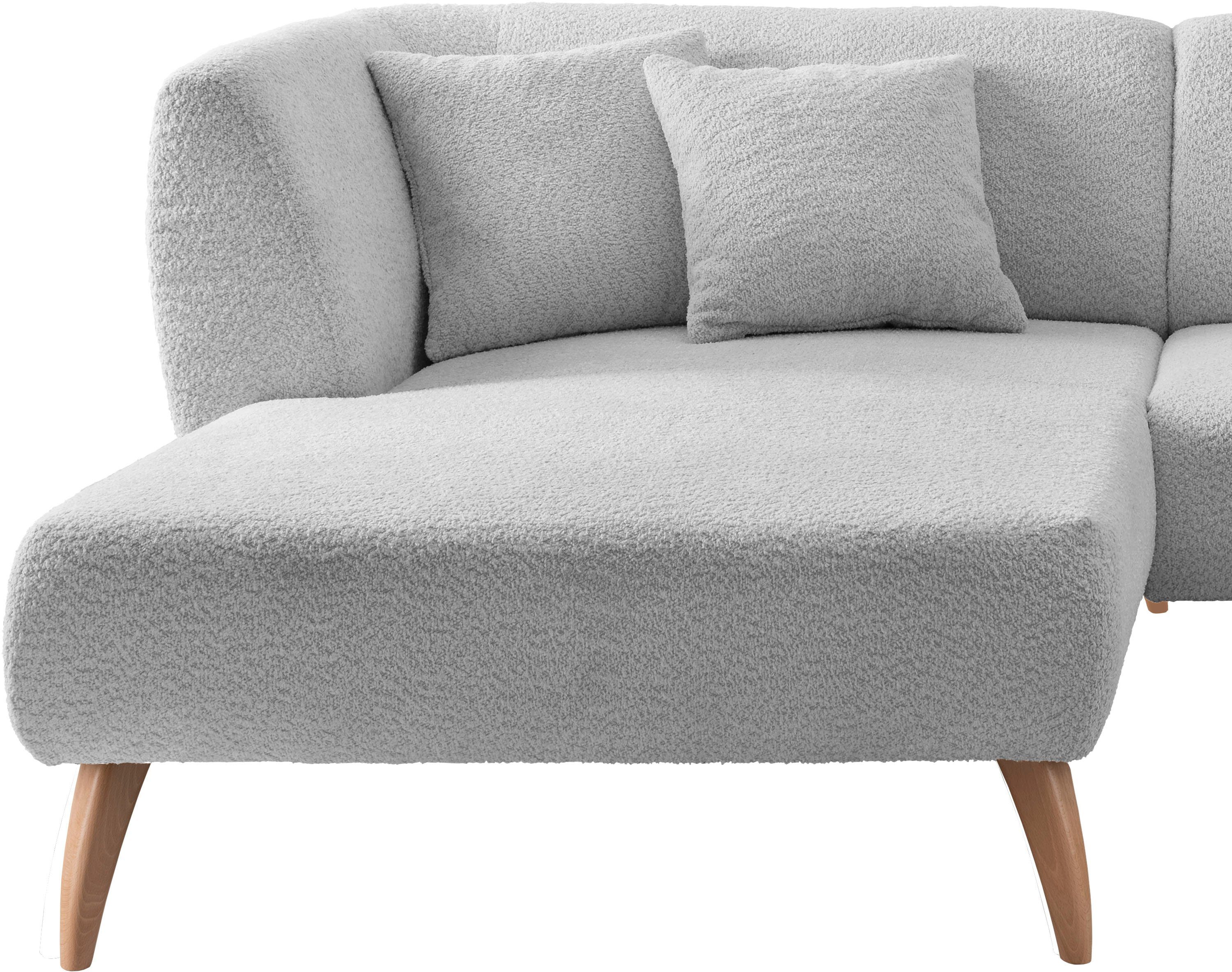 INOSIGN Hoekbank Colori L-vorm Houtkleur voetkeuze, inclusief 4x sierkussens