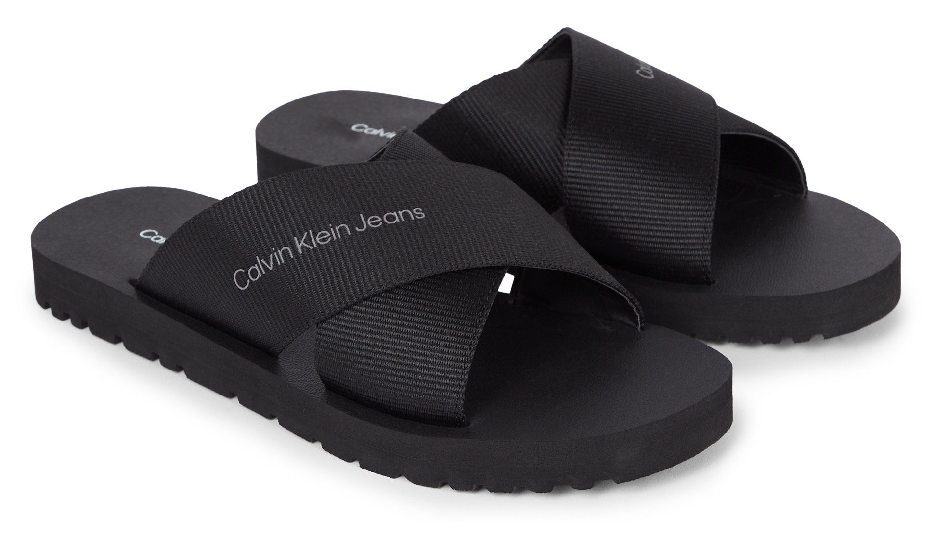 Calvin Klein Slippers CROSS SANDAL SLIPON RP IN BTW zomerschoen, slippers, poolslides, met kruisbandage