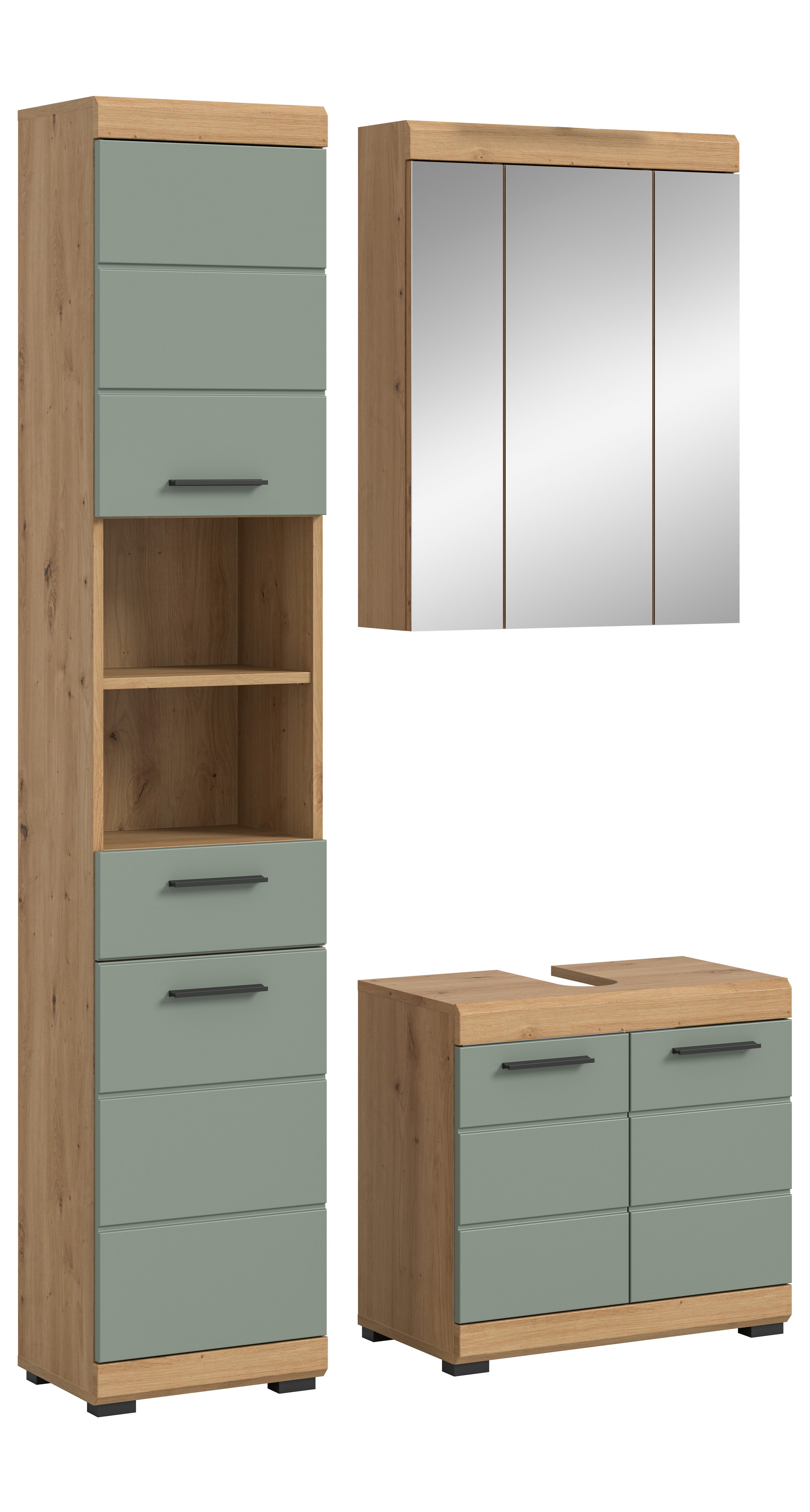 INOSIGN Badkamerserie Siena, 3-delig, bestaande uit: Hoge kast, wastafelonderkast, spiegelkast (set, 3-delig)