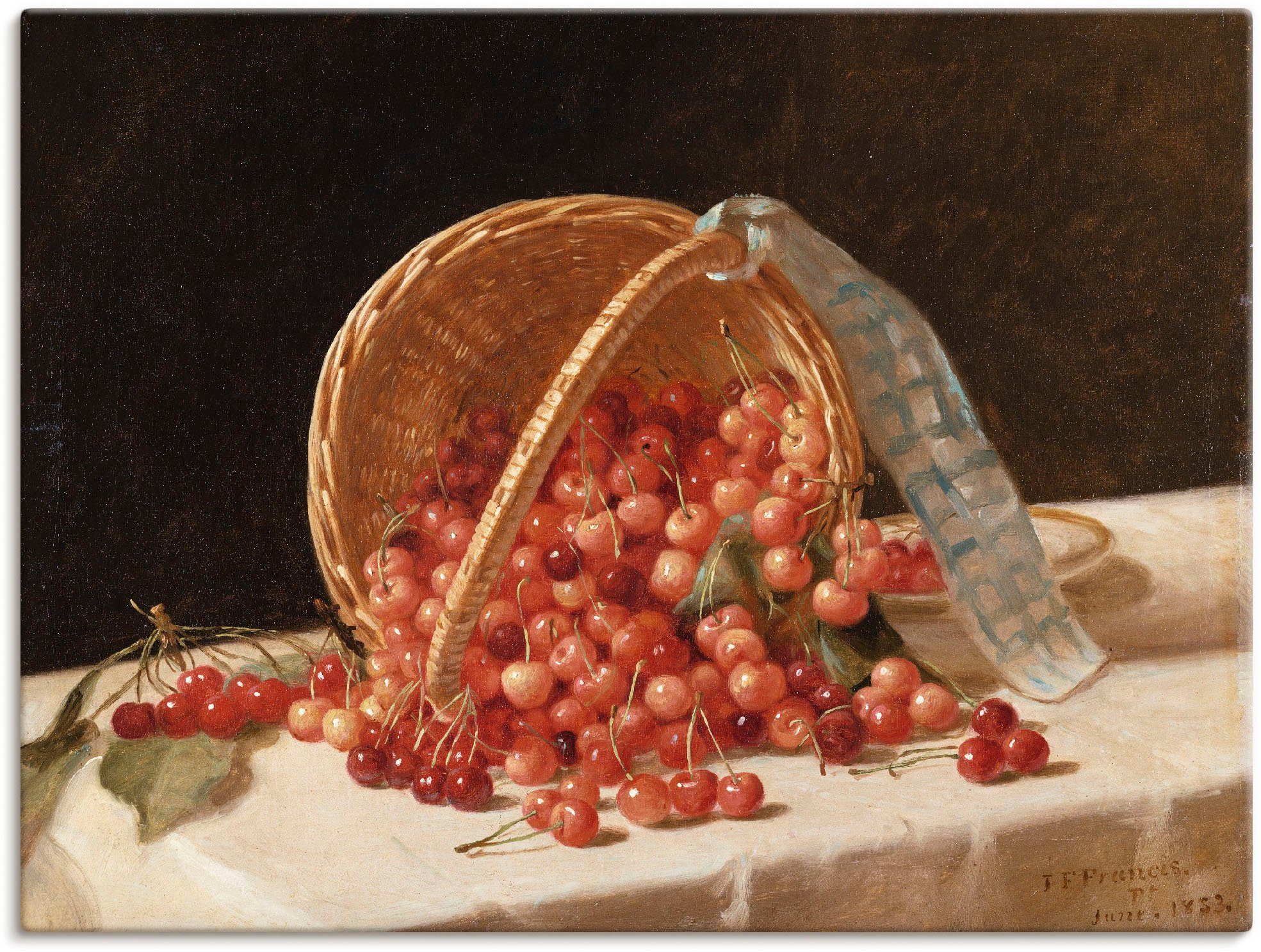 Artland Artprint Een mand met kersen. 1853 als artprint op linnen in verschillende maten foto schilderijen rood