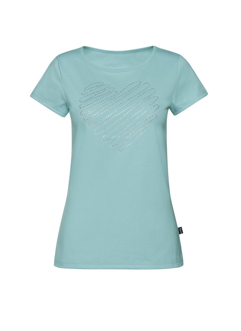 Trigema T-shirt TRIGEMA Slim Fit T-shirt met glinsterend hart-print (1-delig)