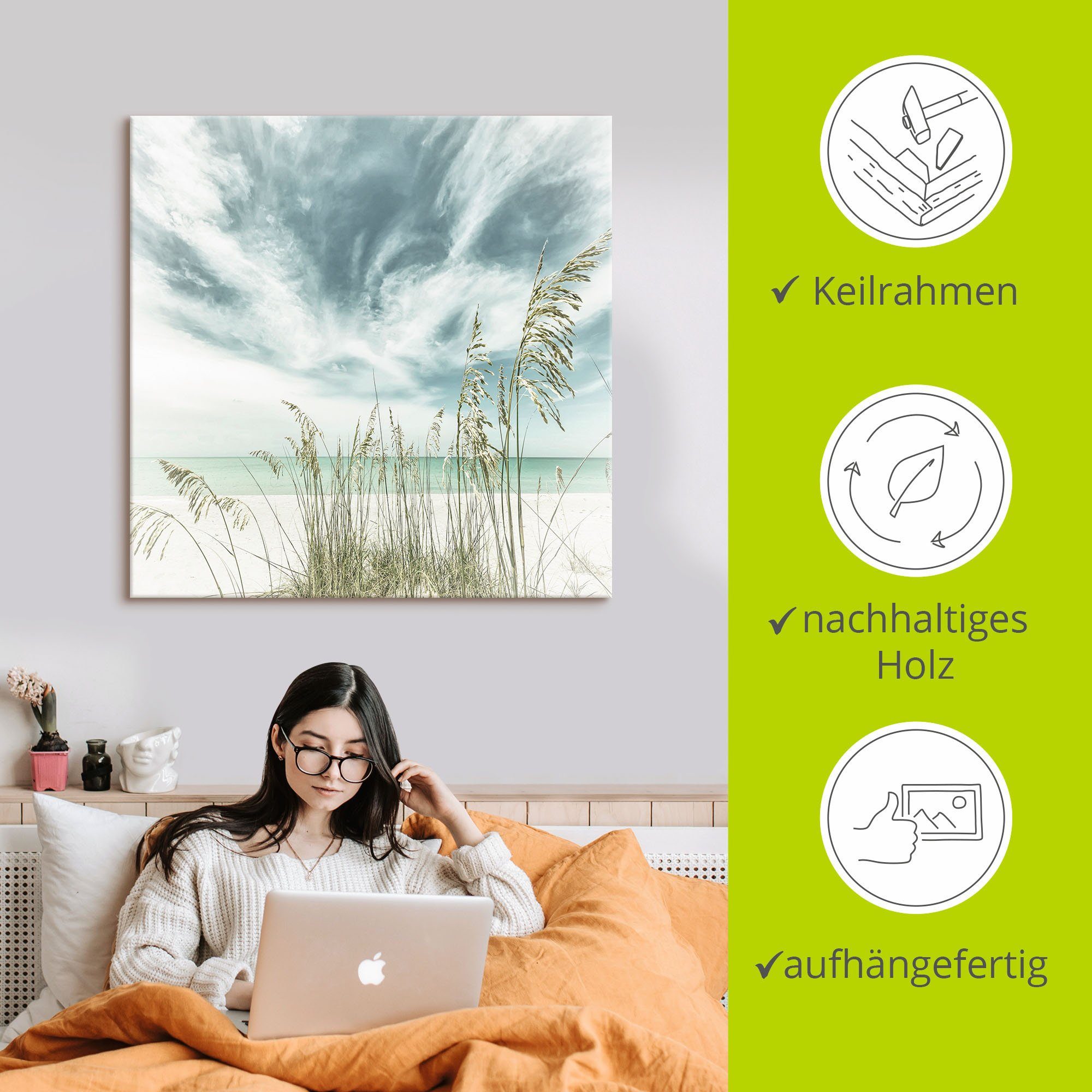Artland Artprint Alleen aan het strand als artprint op linnen, poster in verschillende formaten maten